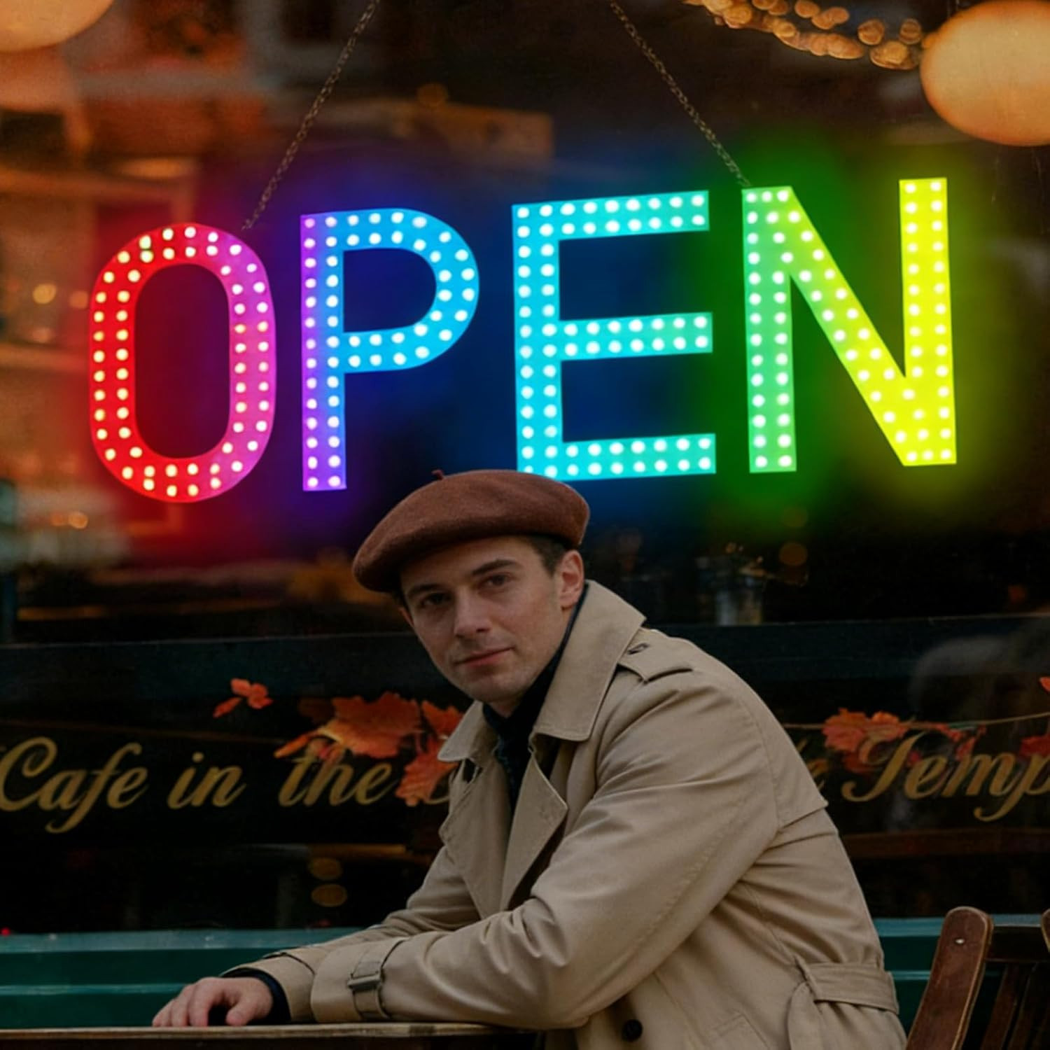 Super Bright Multi-Color LED Open Sign for Stores & Restaurants – 40&Prime; x 14