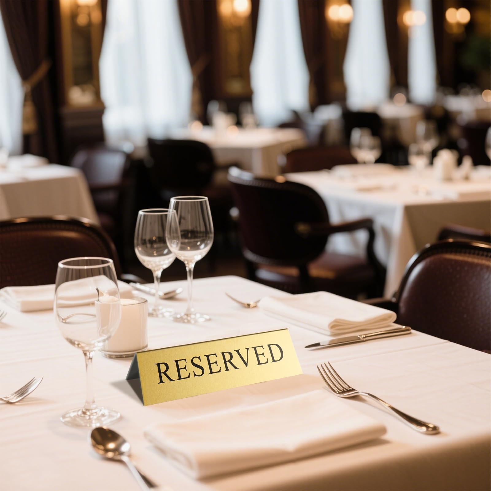 8 PCS Gold Metal Reserved Table Signs 6×1.6 Inch Double Sided Wedding Party