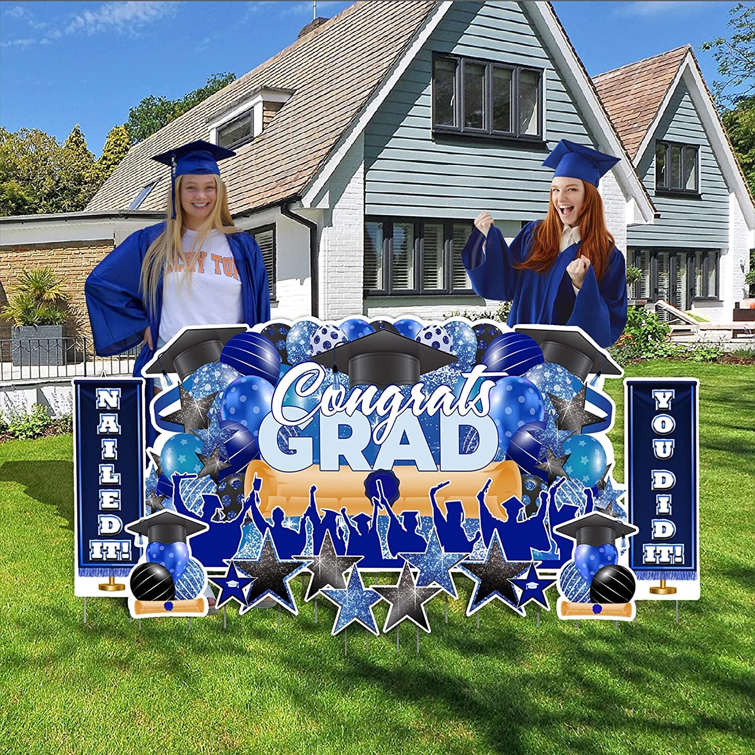 6×3 Feet Graduation Yard Sign with Stakes, Weatherproof for Grad Party