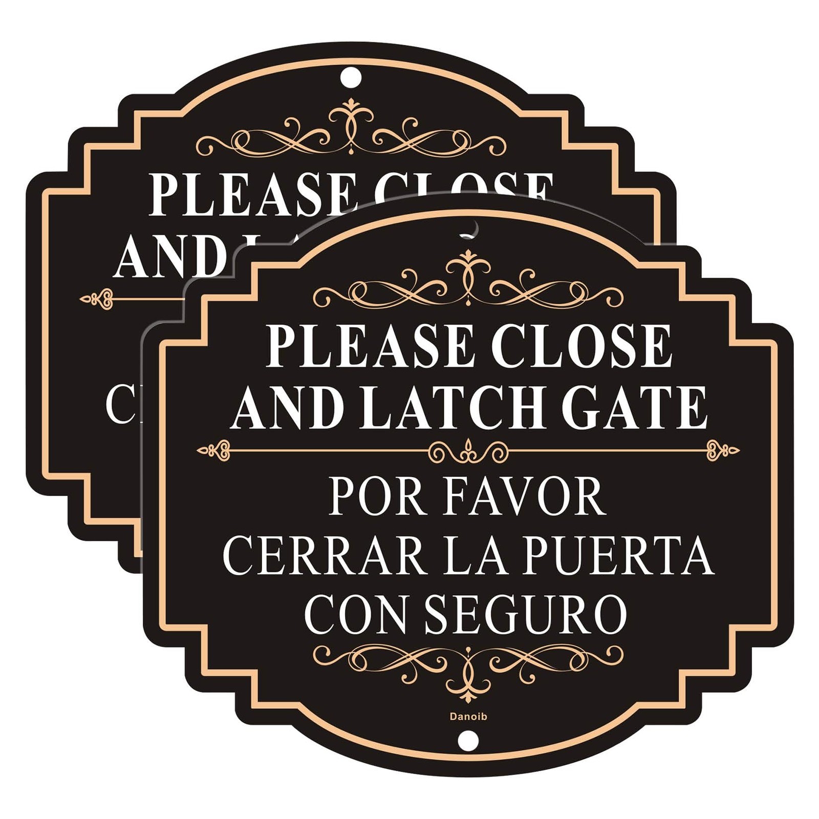 2 Pack Please Close and Latch Gate Sign Bilingual English Spanish 7.8&Prime; x 7&Prime; R…