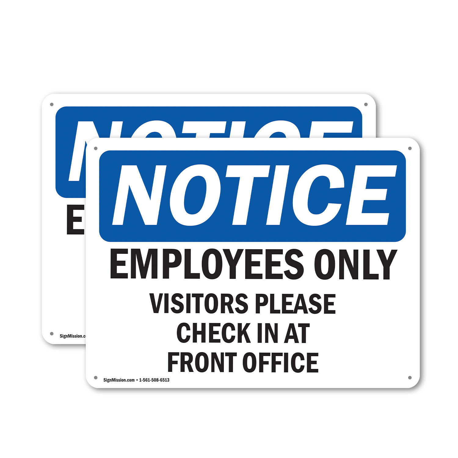 (2 Pack) Employees Only Visitors Please Check In OSHA Notice Sign Decal Metal
