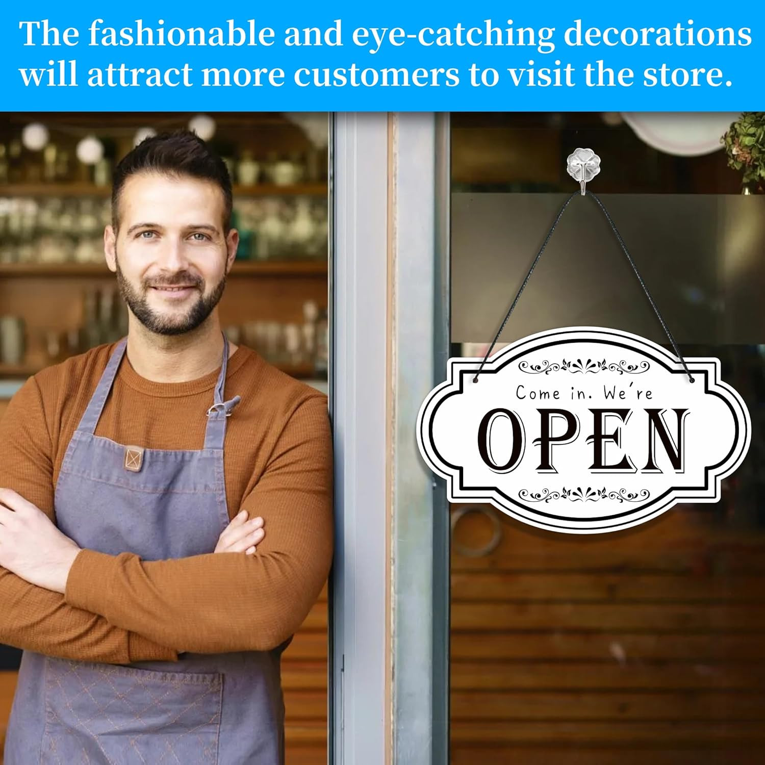 Open Closed Signs for Business, 11.8×7.2 Waterproof Double Sided Come In or Clos