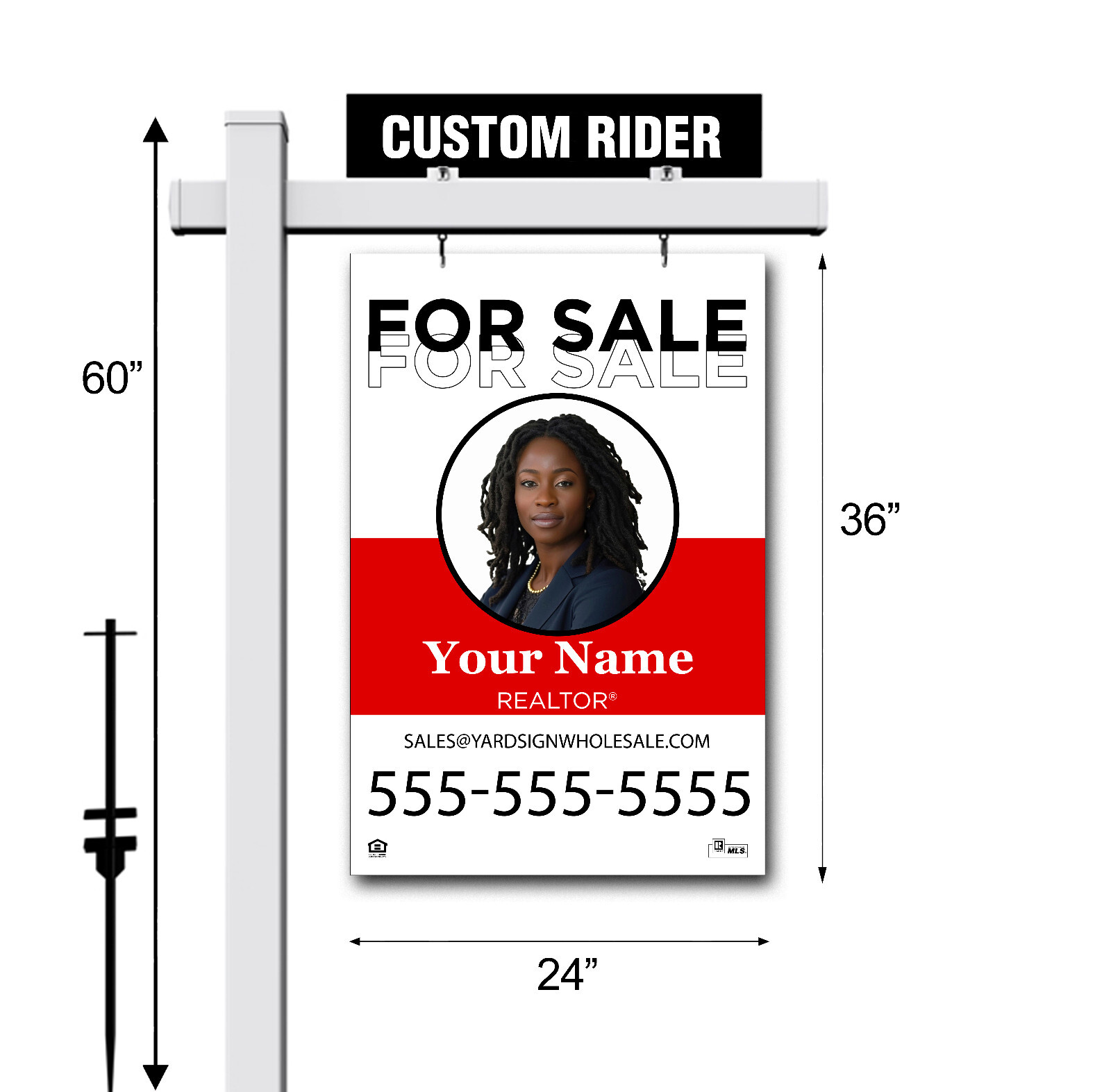 Real Estate Sign, Vinyl PVC Real Estate Sign Post White 5&prime; , kw For Sale Sign