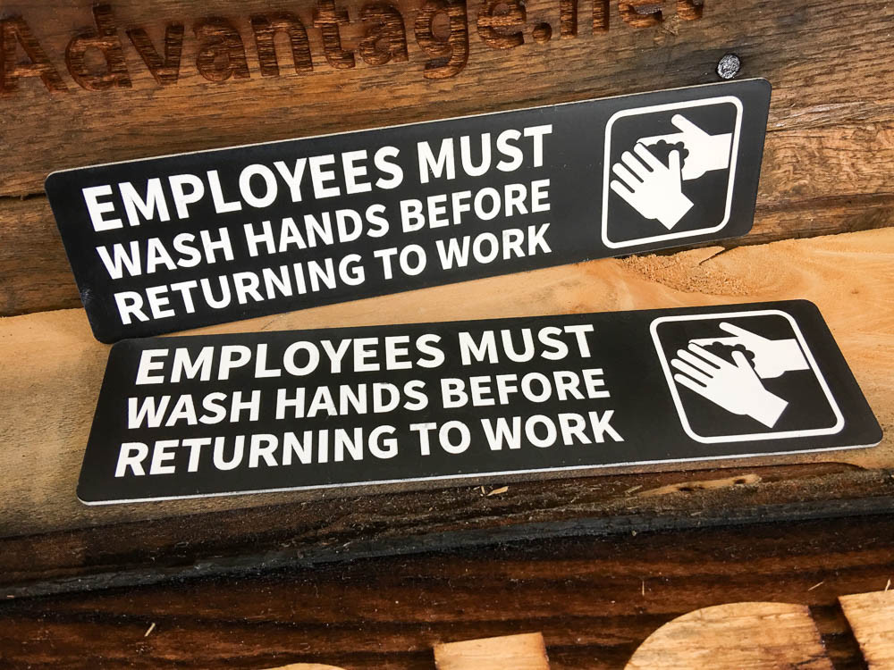 2x Employees Must Wash Hands Sign 2&Prime; x 8&Prime;