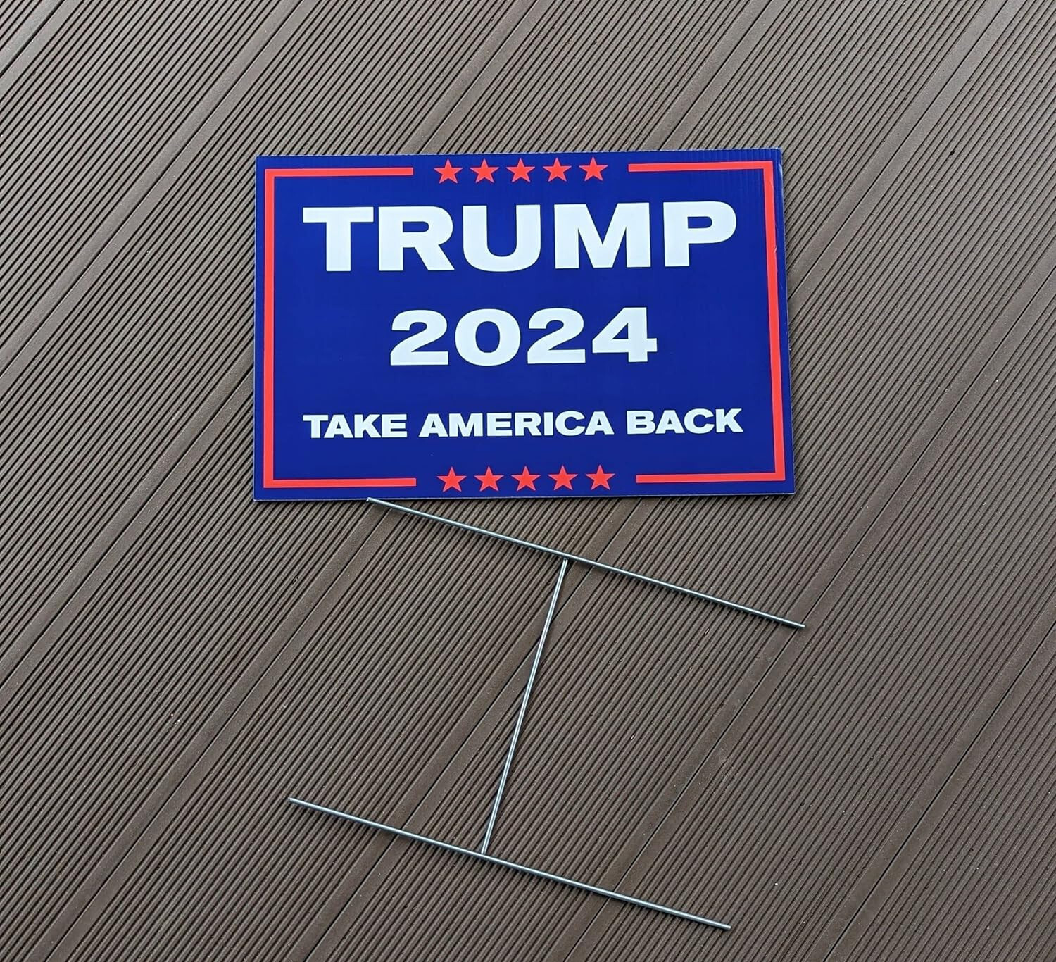 TRUMP 2024 TAKE AMERICA BACK 18&Prime;x12&Prime; YARD SIGN WITH STAKE PENCE WHOLESALE USA