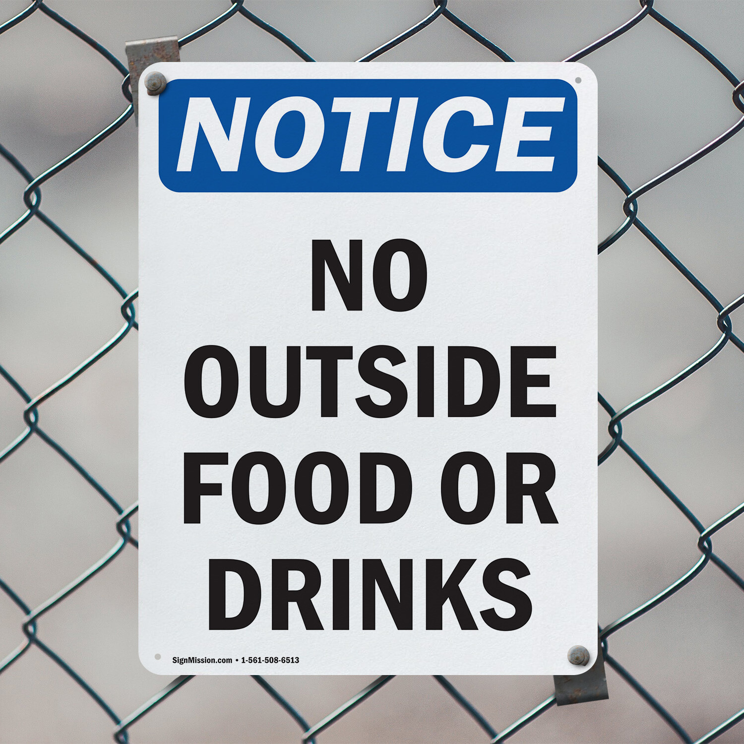 (2 Pack) No Outside Food Or Drinks OSHA Notice Sign Decal Metal Plastic