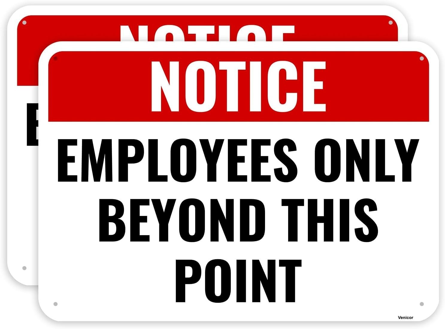 Employees Only Beyond This Point Sign – 2 Pack, 10 x 7 – Strong Aluminum Print