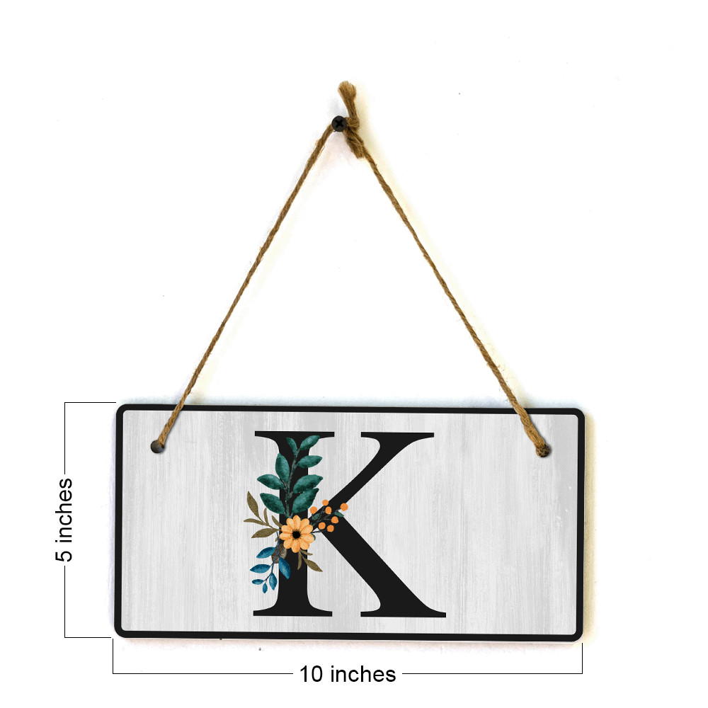 K Flower Decor 5×10 Hanging Wall or Door Sign | Alphabet Letter Room Decoration