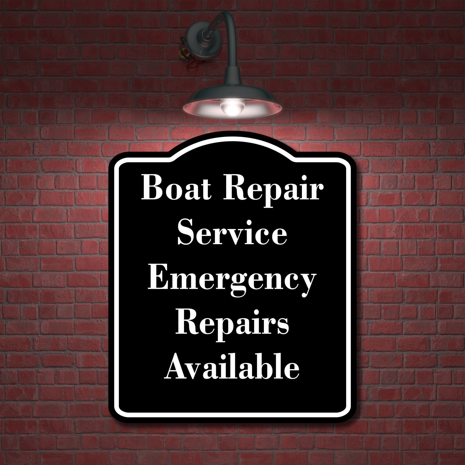Boat Repair Service Emergency Repairs Available BLACK Aluminum Composite Sign
