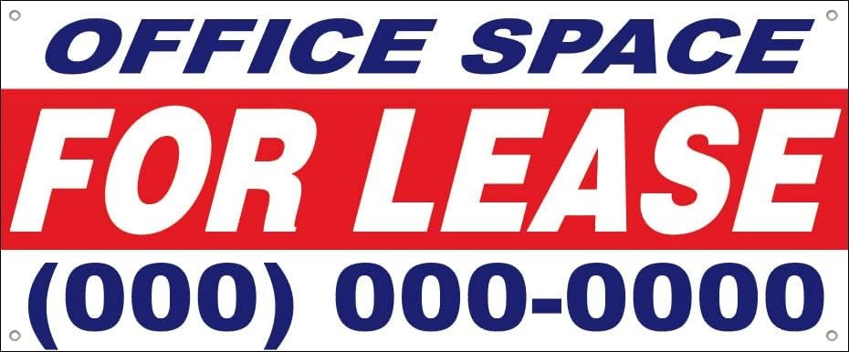 Custom OFFICE SPACE FOR LEASE Vinyl Banner Sign With Grommets wrb, Various Sizes