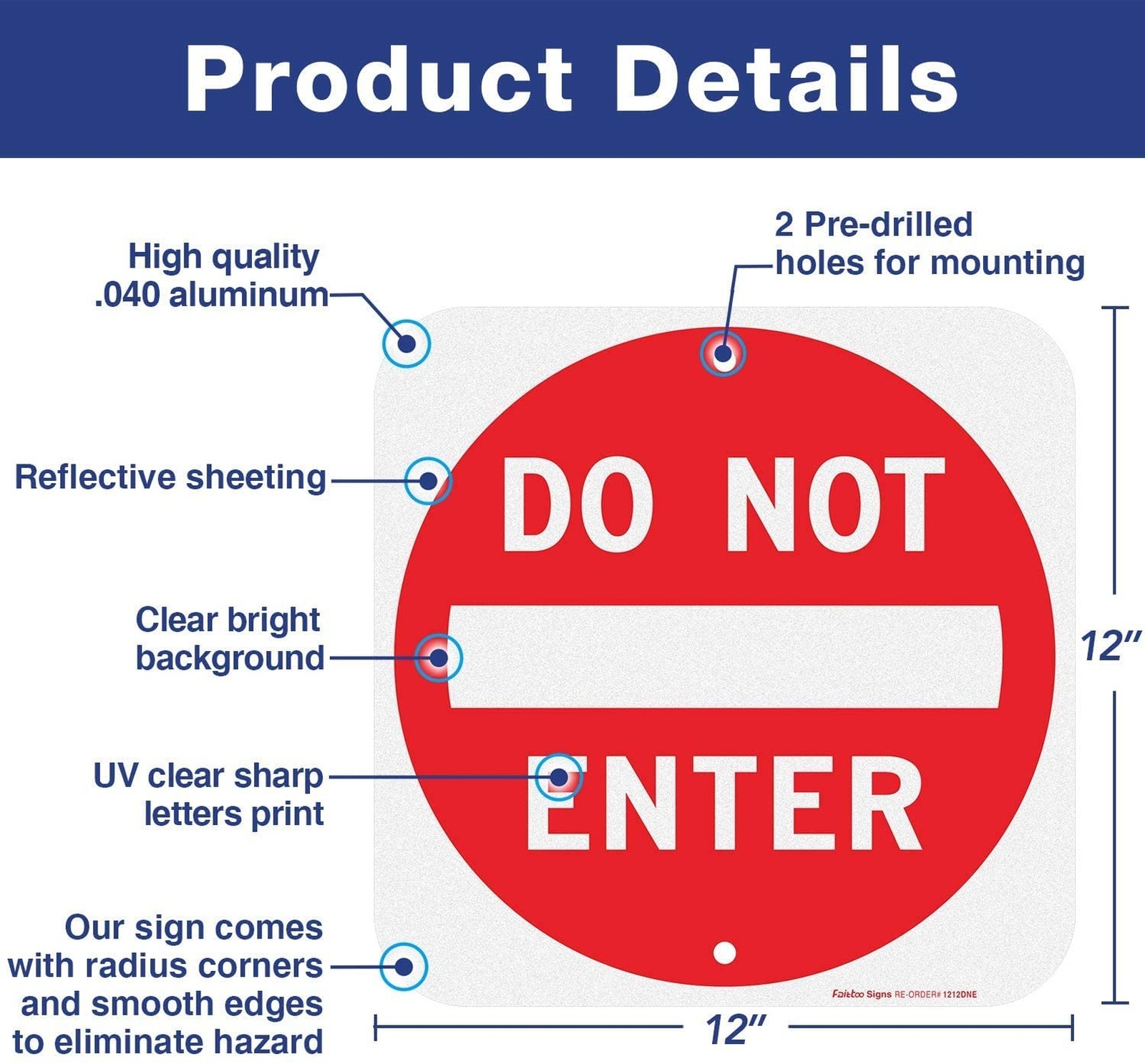 Do Not Enter Sign,12×12 Inch Square .040 Aluminum,Reflective Rust Free Metal …