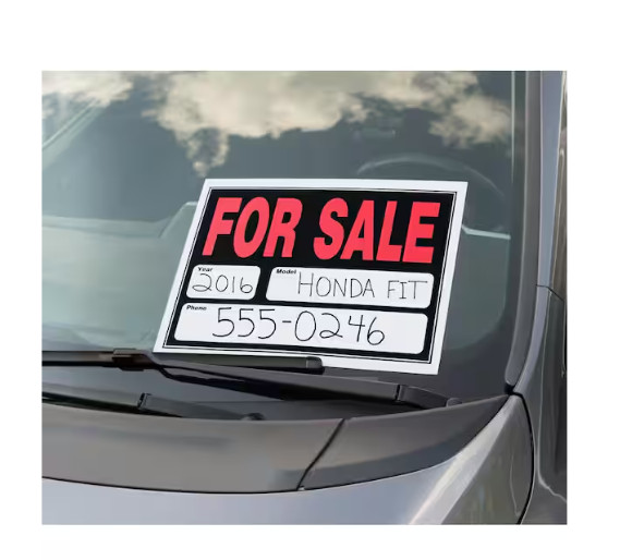 Plastic Auto for Sale Sign 15 In. X 19 In.