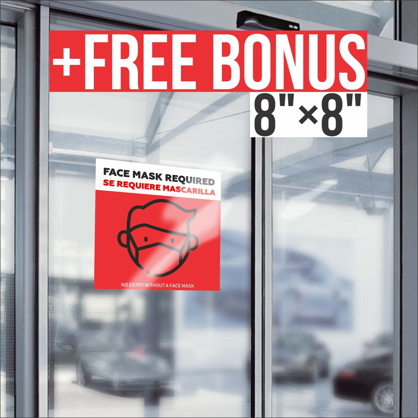 Social Distancing Floor Stickers Carpet 5 Pack Plus Face Mask Required Sign