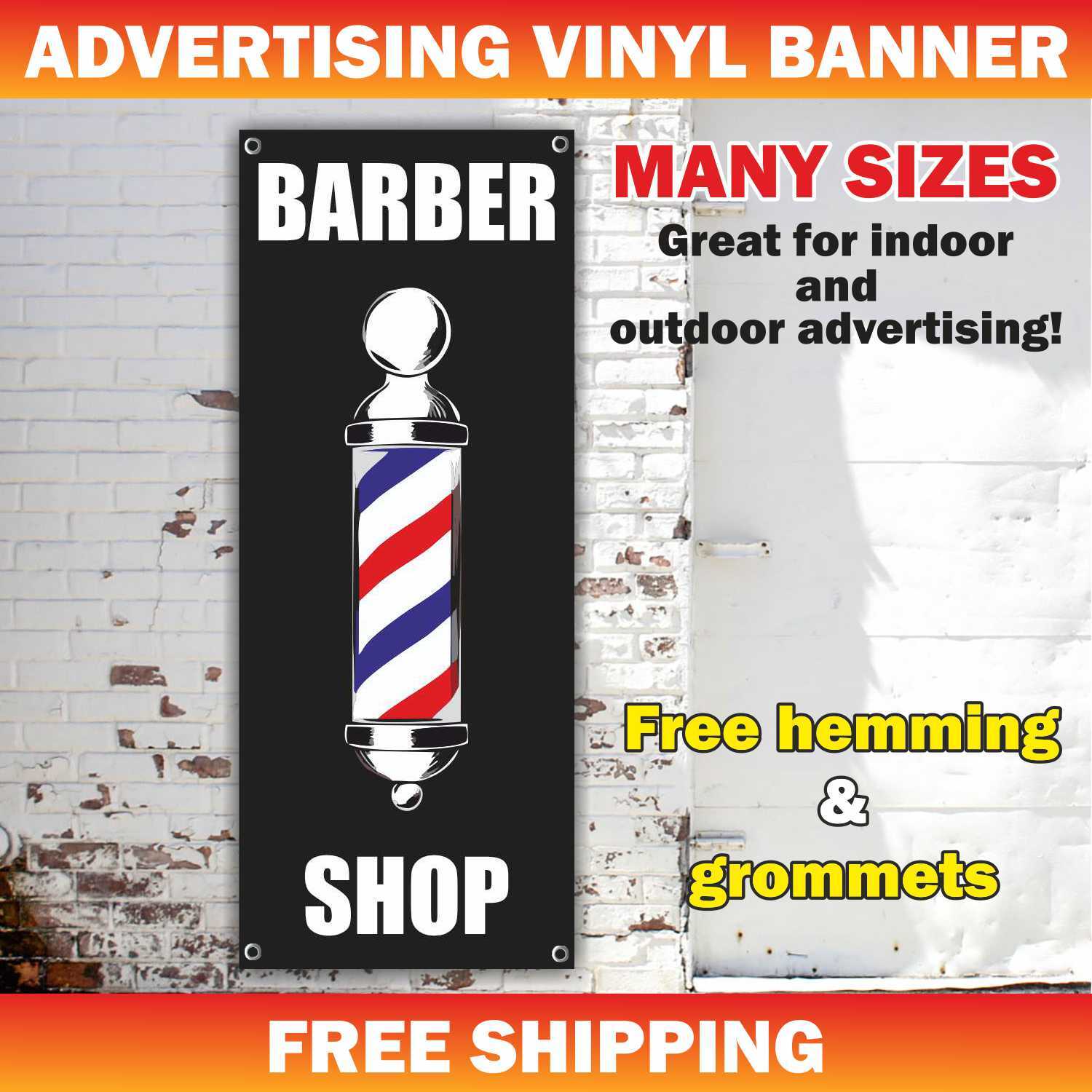 BARBER OPEN Advertising Banner Vinyl Mesh Sign shop beauty salon cut nail hair