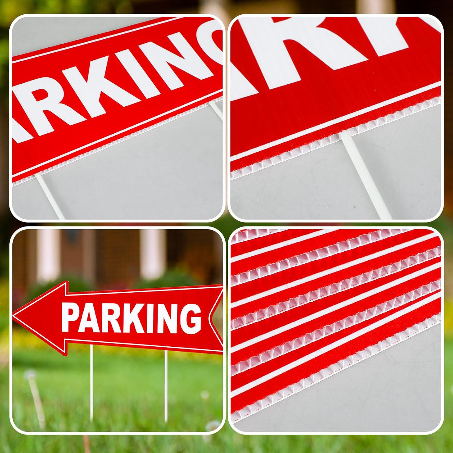 8 Pcs Parking Sign with Stake 17 X 6 Inch outside Event Parking Signs Directiona