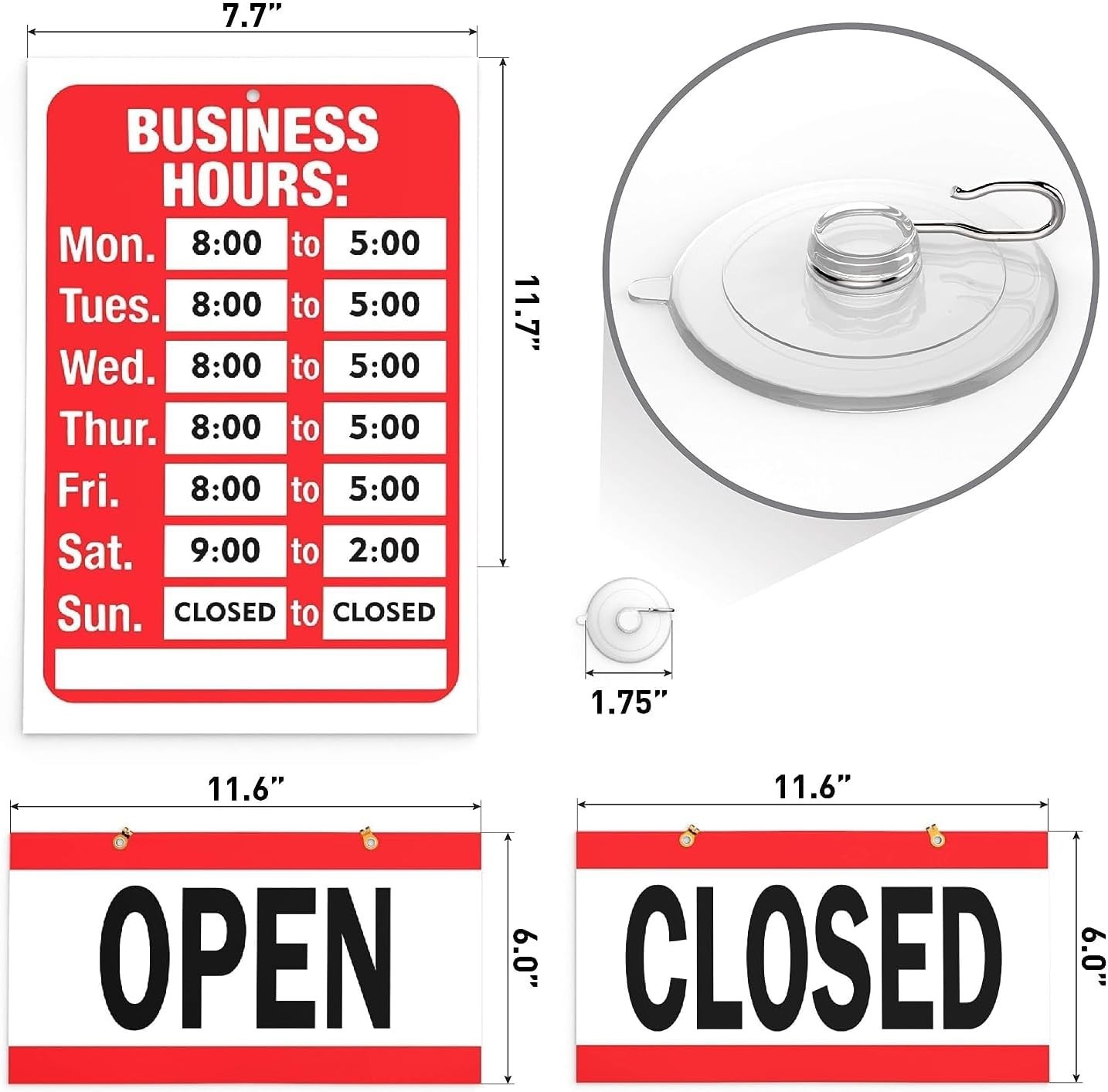 Elegant Open Closed Sign with Customizable Hours for Business – 11.7×7.7 Inches