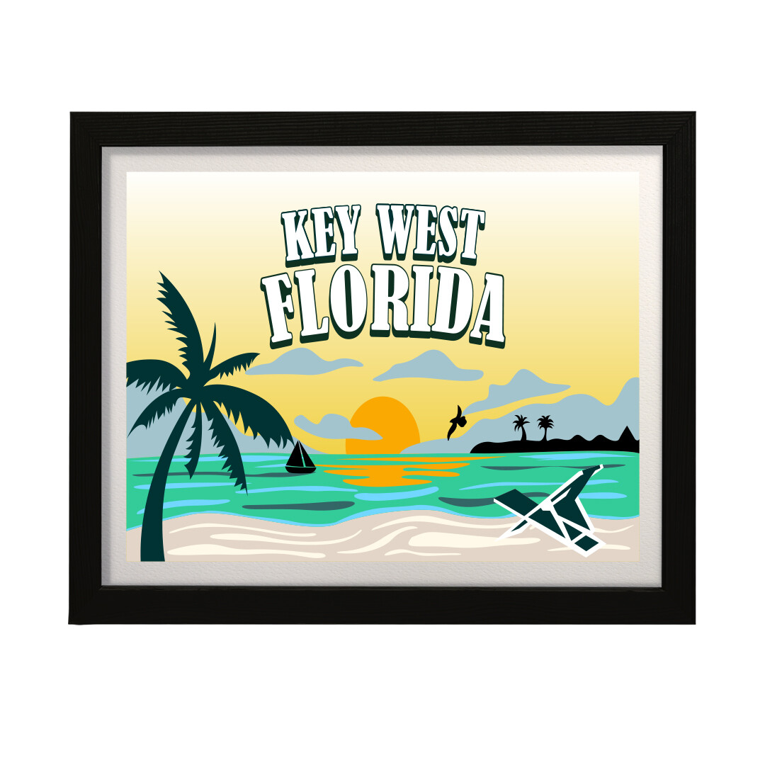 Key West Florida, Wall Print Art | Multiple Frame Options (Unframed or Framed)