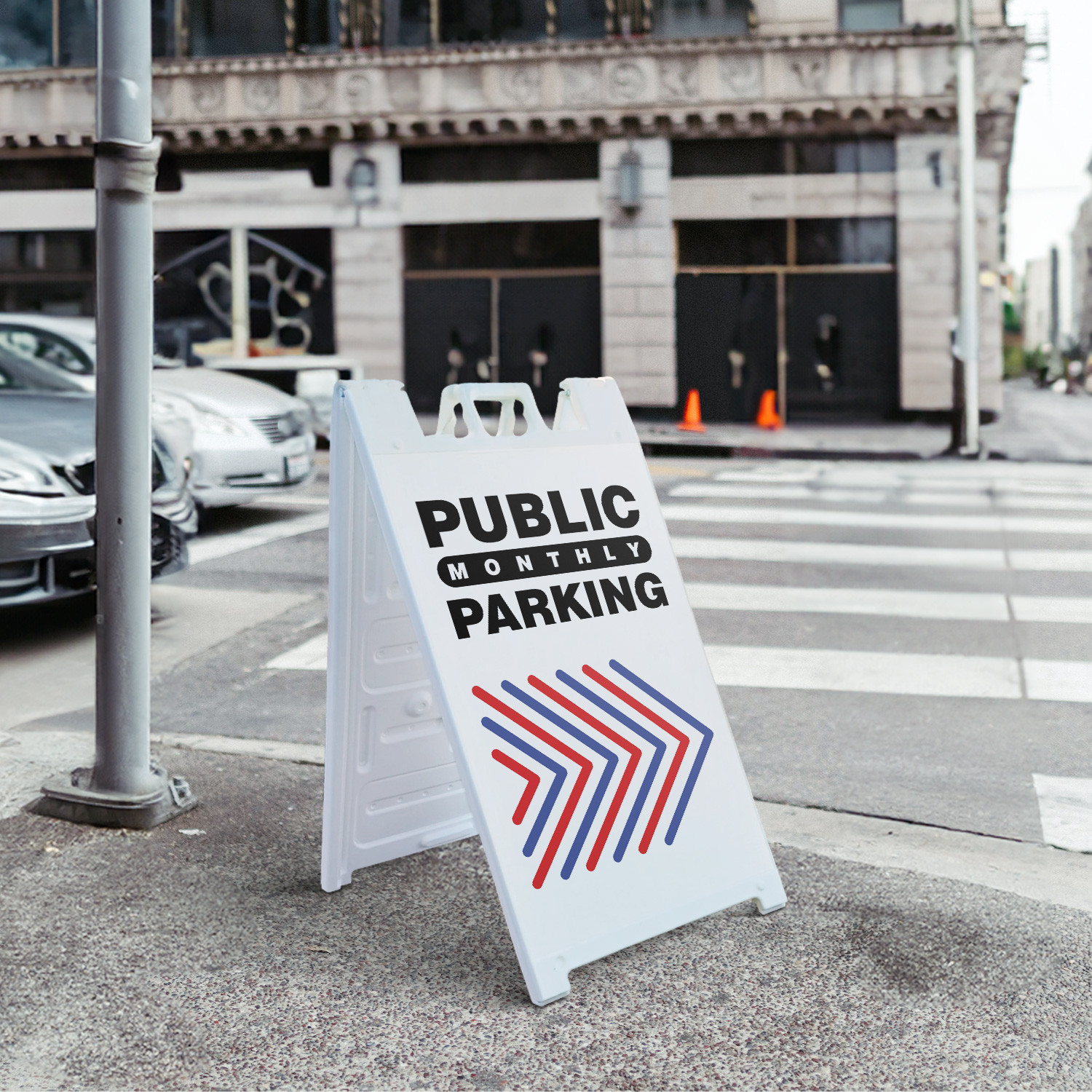 Public Monthly Parking Right Heavy Duty A-Frame Sidewalk Sign Reliable Parking