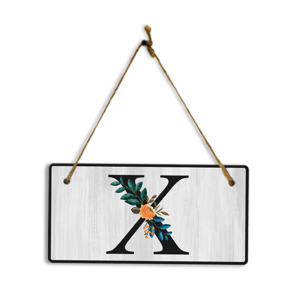 X Flower Decor 5×10 Hanging Wall or Door Sign | Alphabet Letter Room Decoration