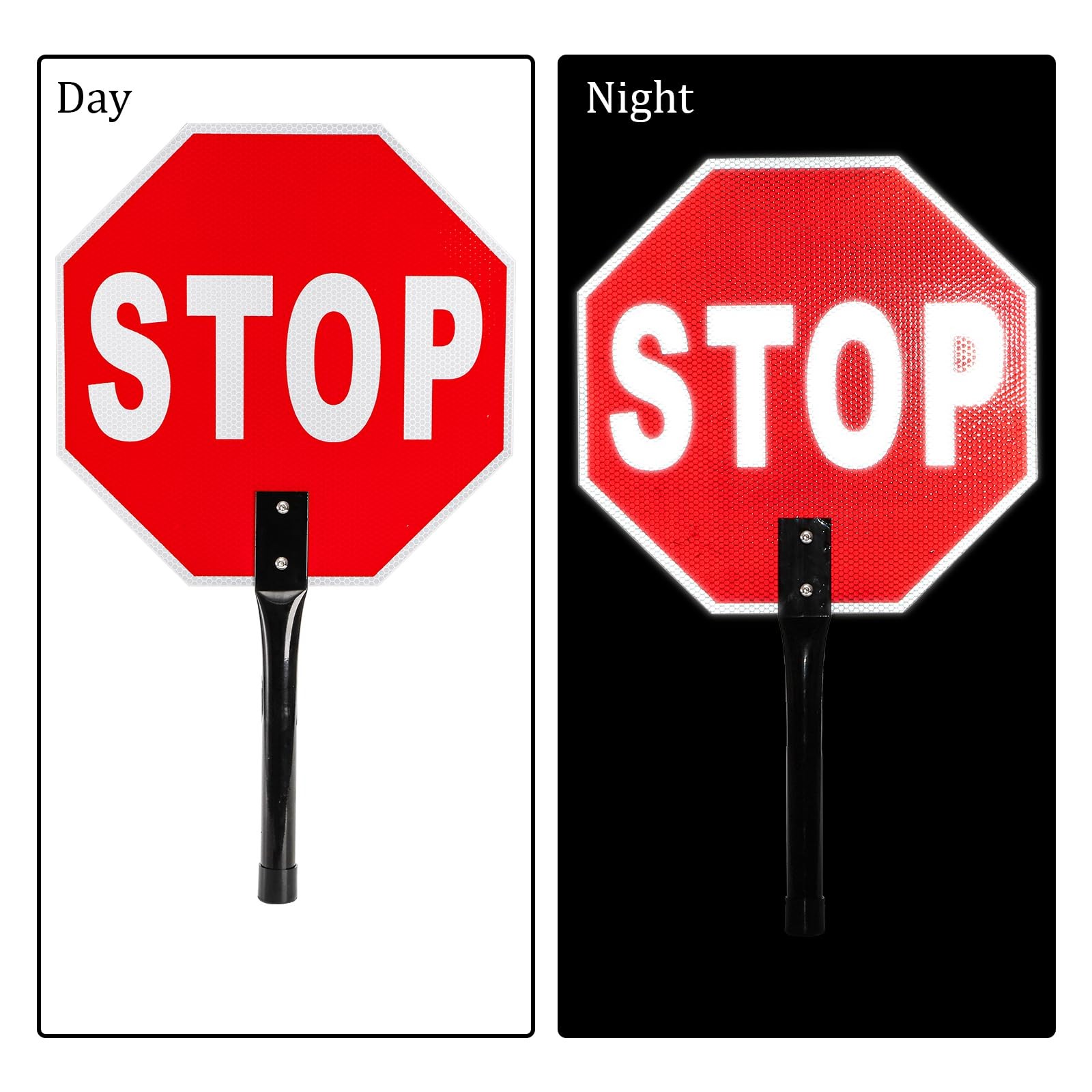 2 PCS 13 Inch Hand Held Stop Slow Signs with Metal Handle Double Sided Paddle