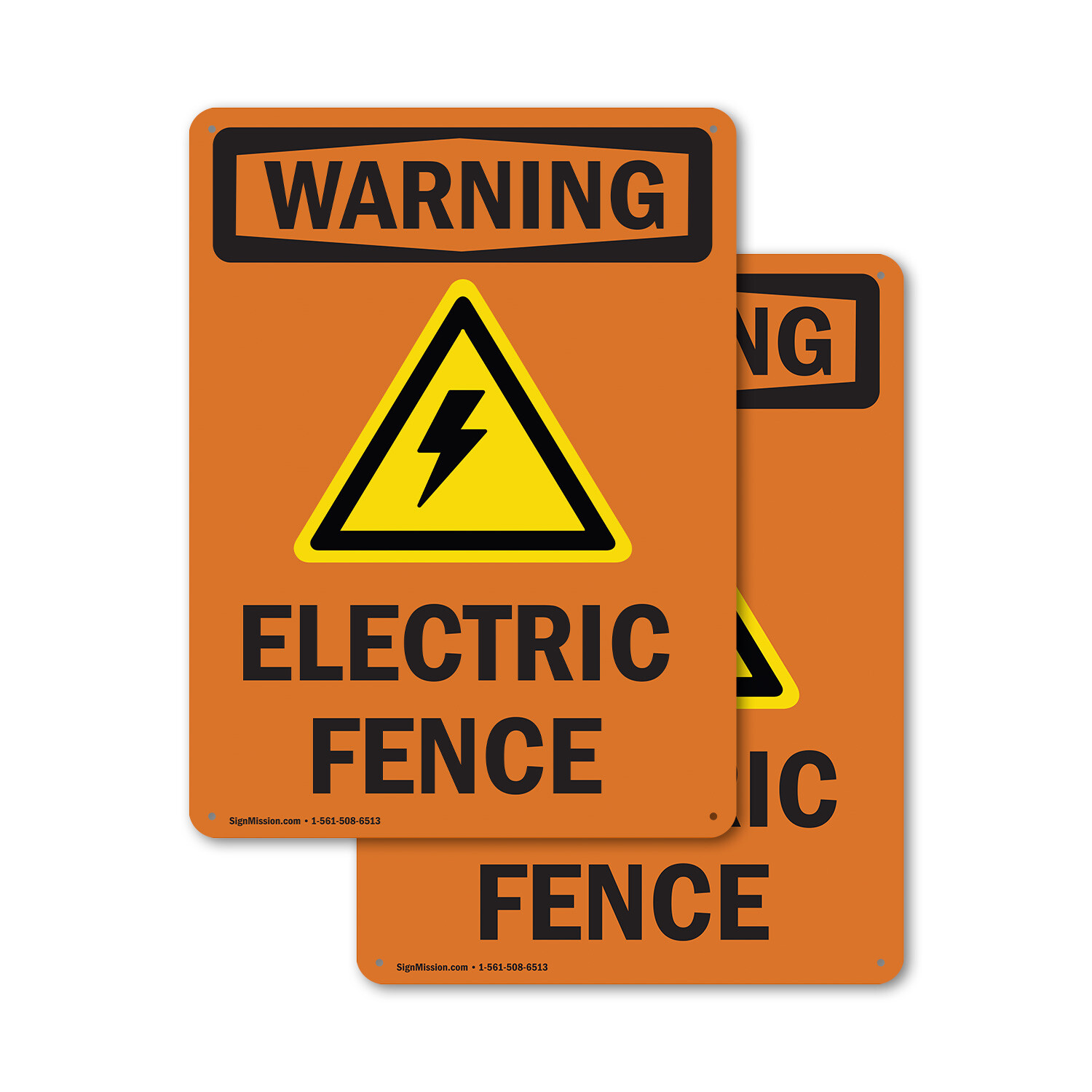 (2 Pack) Electric Fence With Symbol OSHA Warning Sign Decal Metal Plastic