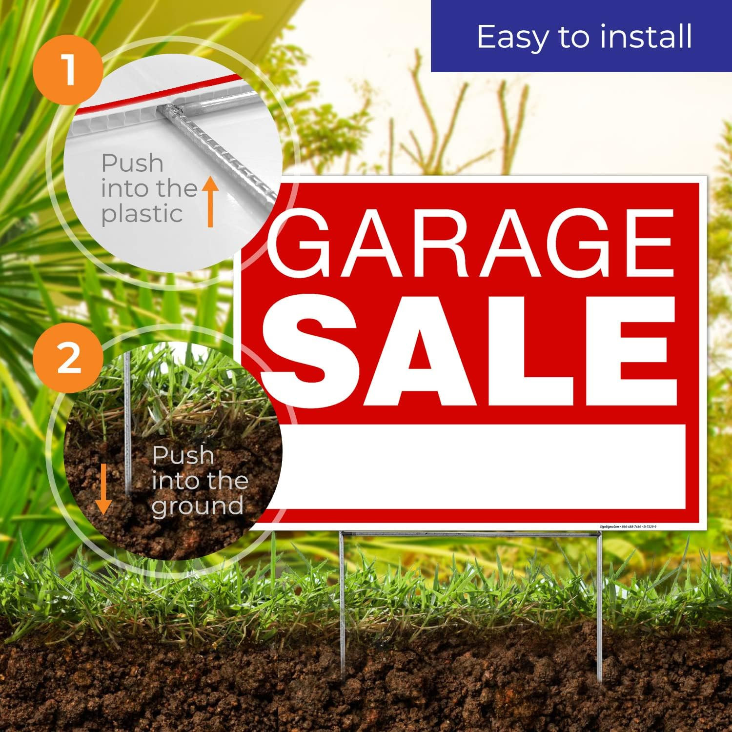 Garage Sale with Right and Left Arrows Sign, (3 Pack) Double Sided 12X18 Inches,