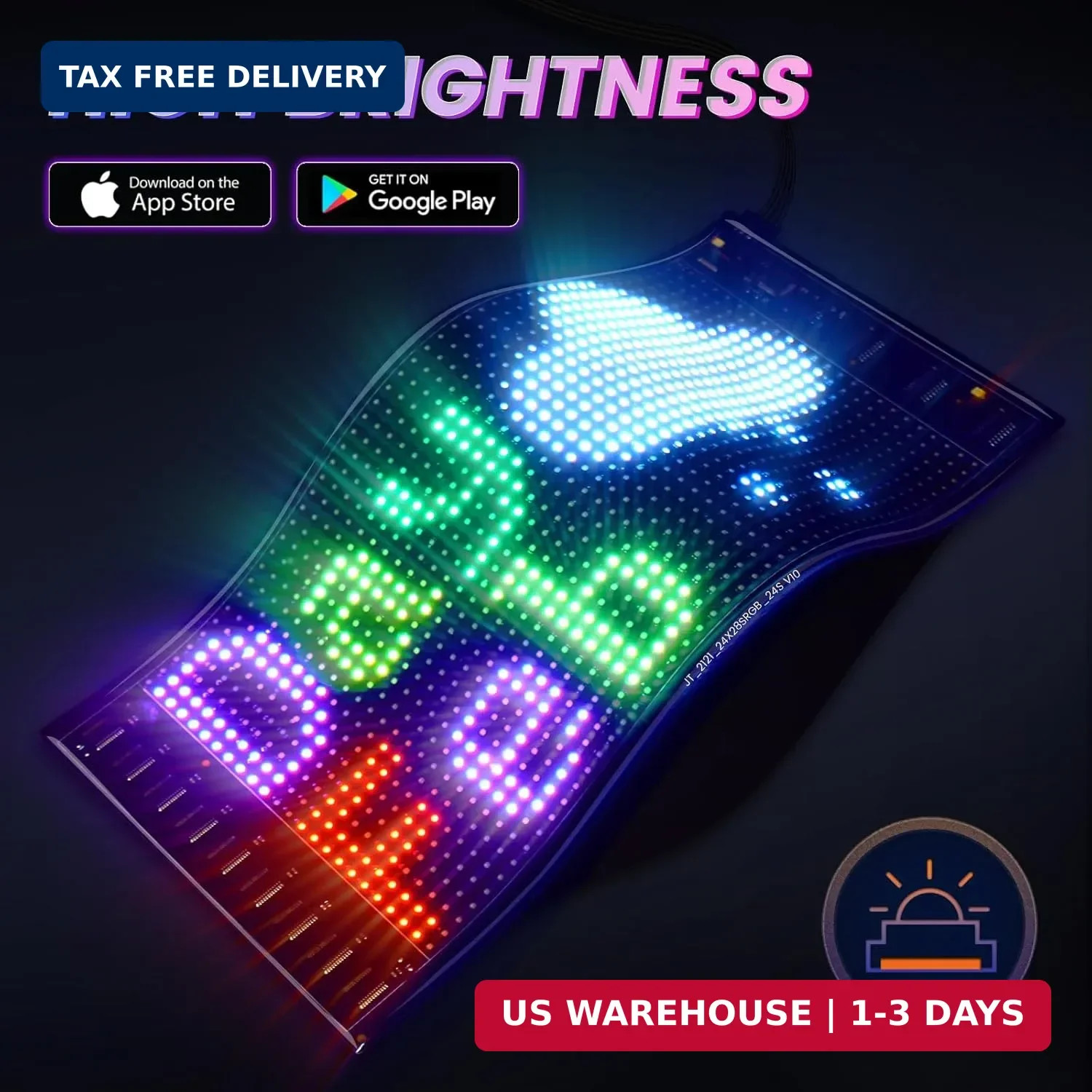 RAYHOME Full Color Dual Row LED Light Sign for Car, 10.6 »x4.7 » Scrolling LED S