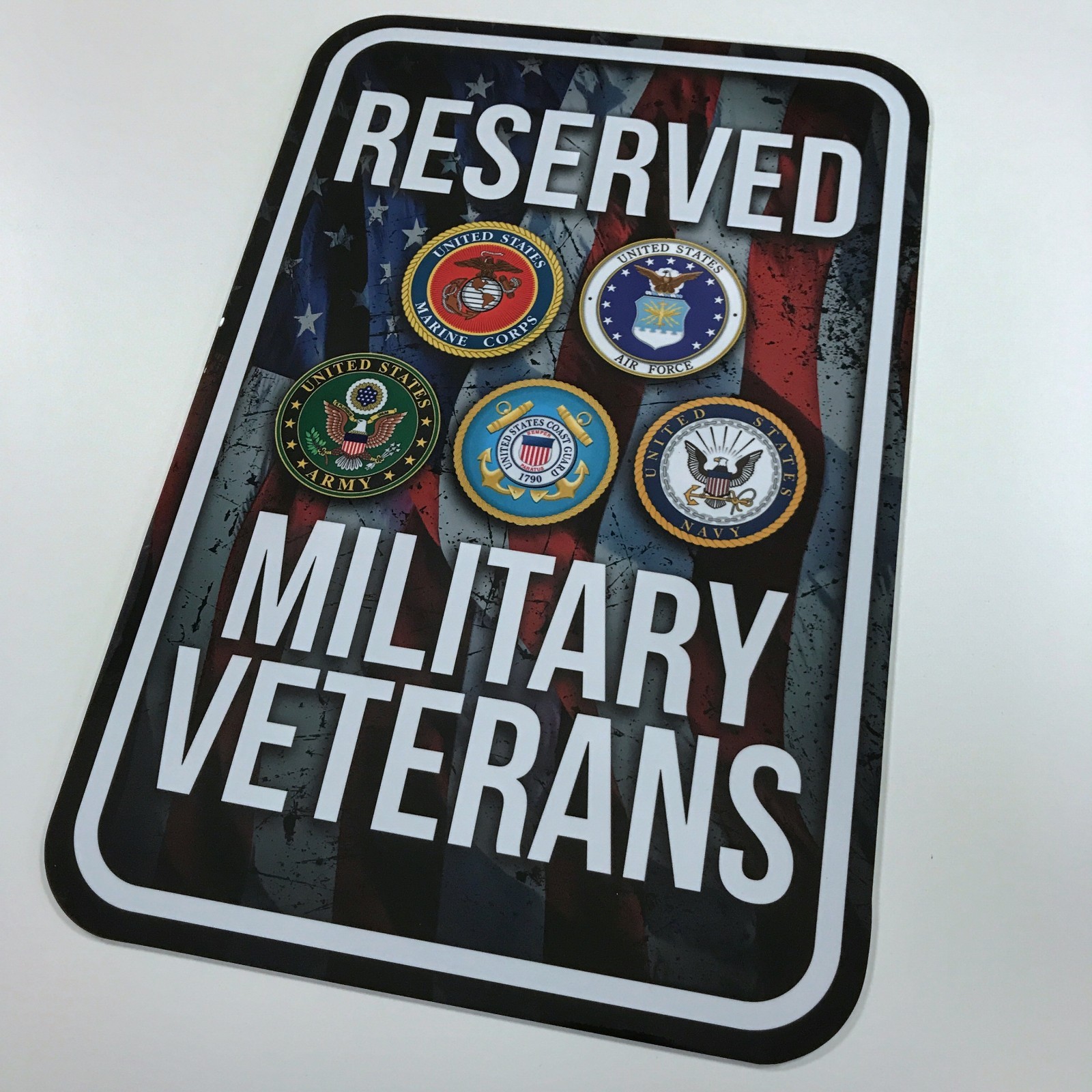 Reserved Military Veterans Parking 12 x 18 – Metal Sign