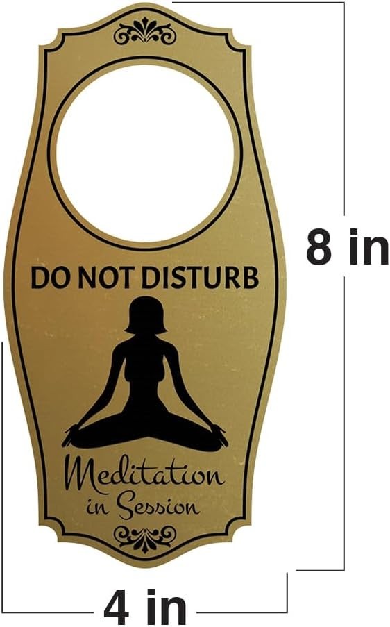 Do Not Disturb Meditation In Session Door Hanger Black Silver 4&Prime; x 8&Prime;