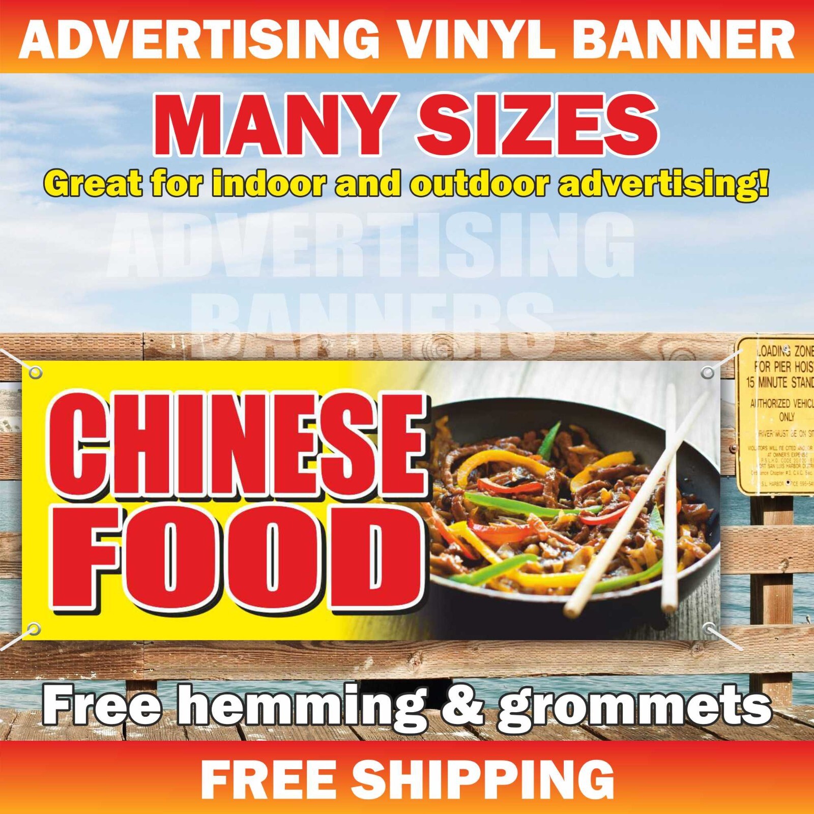 CHINESE FOOD Advertising Banner Vinyl Mesh Sign bar buffet Asian cuisine