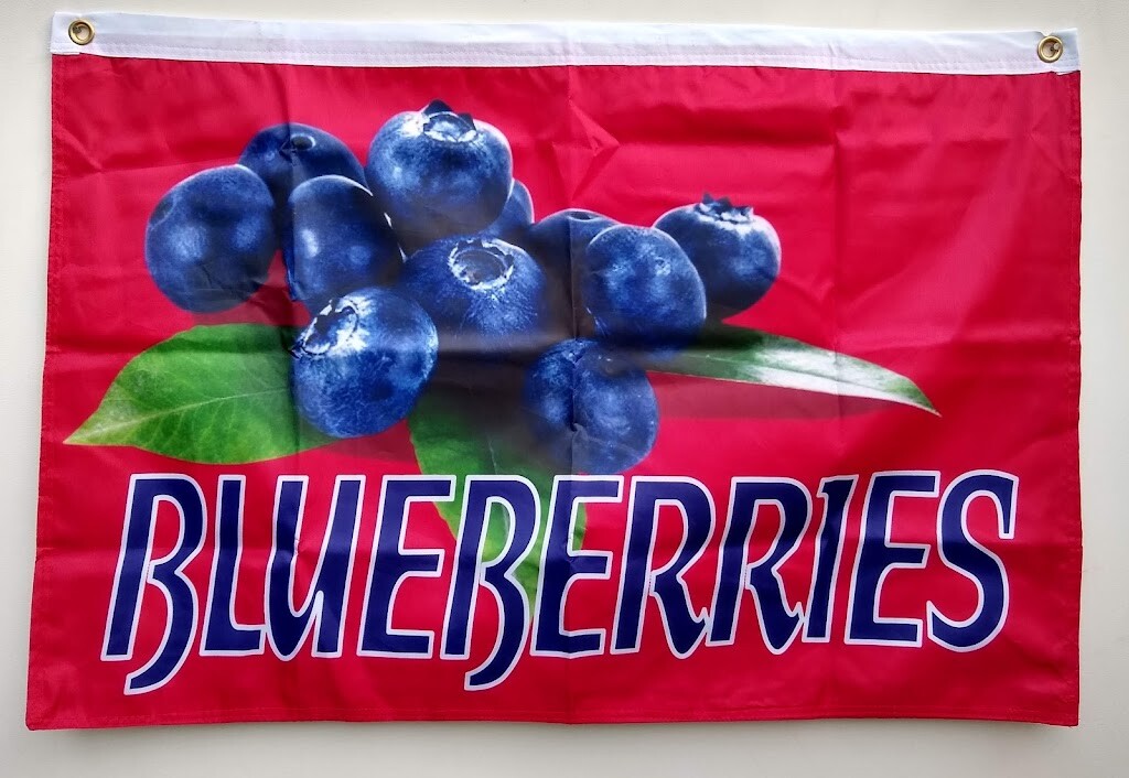 BLUEBERRIES FLAG 2x3ft flag, vertical banner