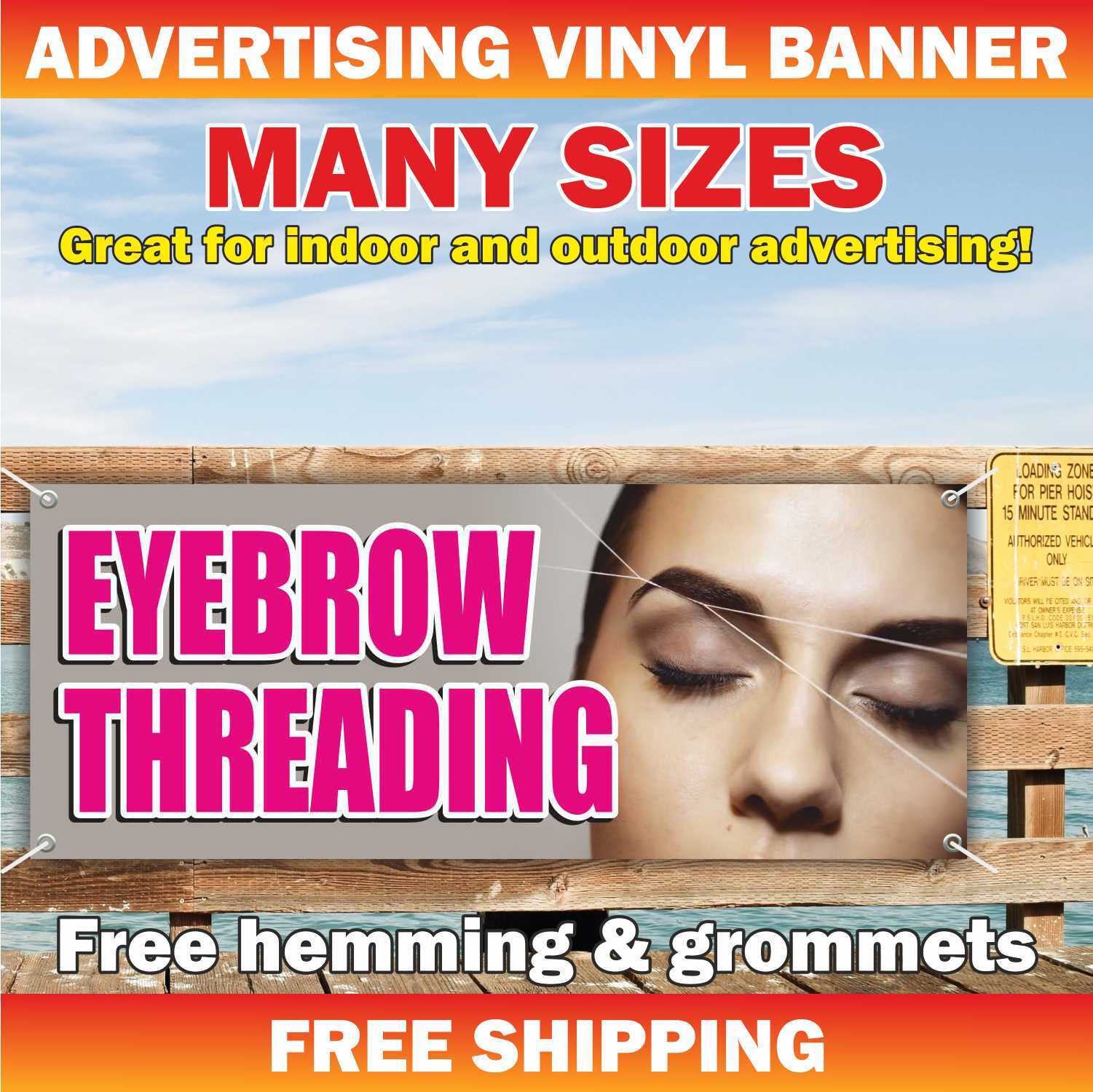 EYEBROW THREADING Advertising Banner Vinyl Mesh Sign beauty salon barber hairs
