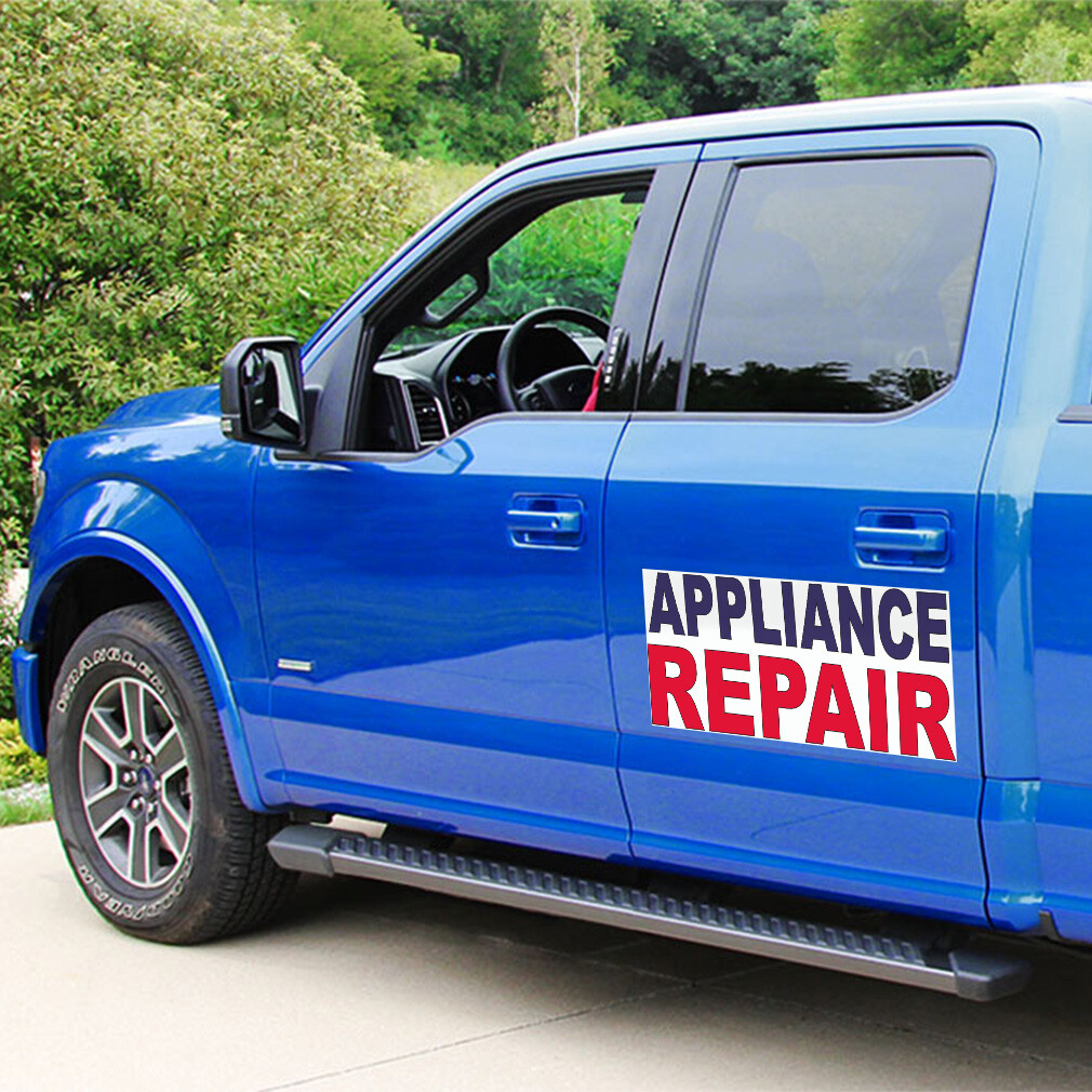 Car Magnet Set of 2 Appliance Repair Blue Red Car Advertising Industrial Sign