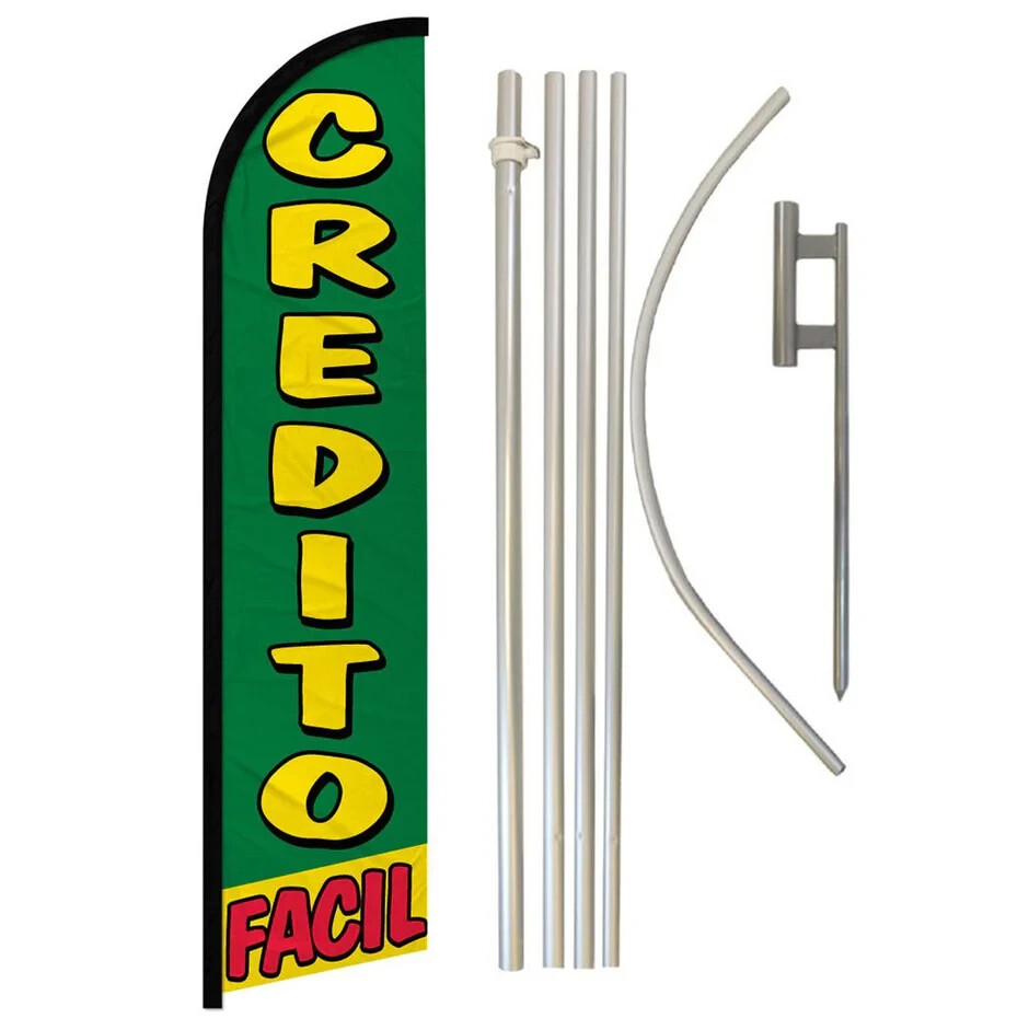 Credito Facil Windless Advertising Banner Flag & Pole Kit