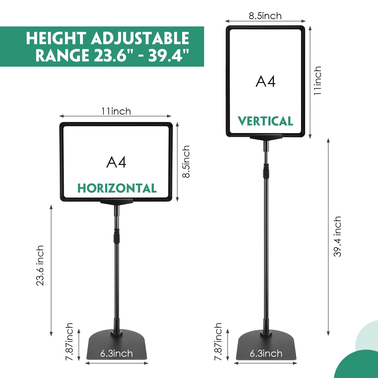 12 Pack Adjustable Poster Stand Holder Floor 8.5 x 11 Inch, black