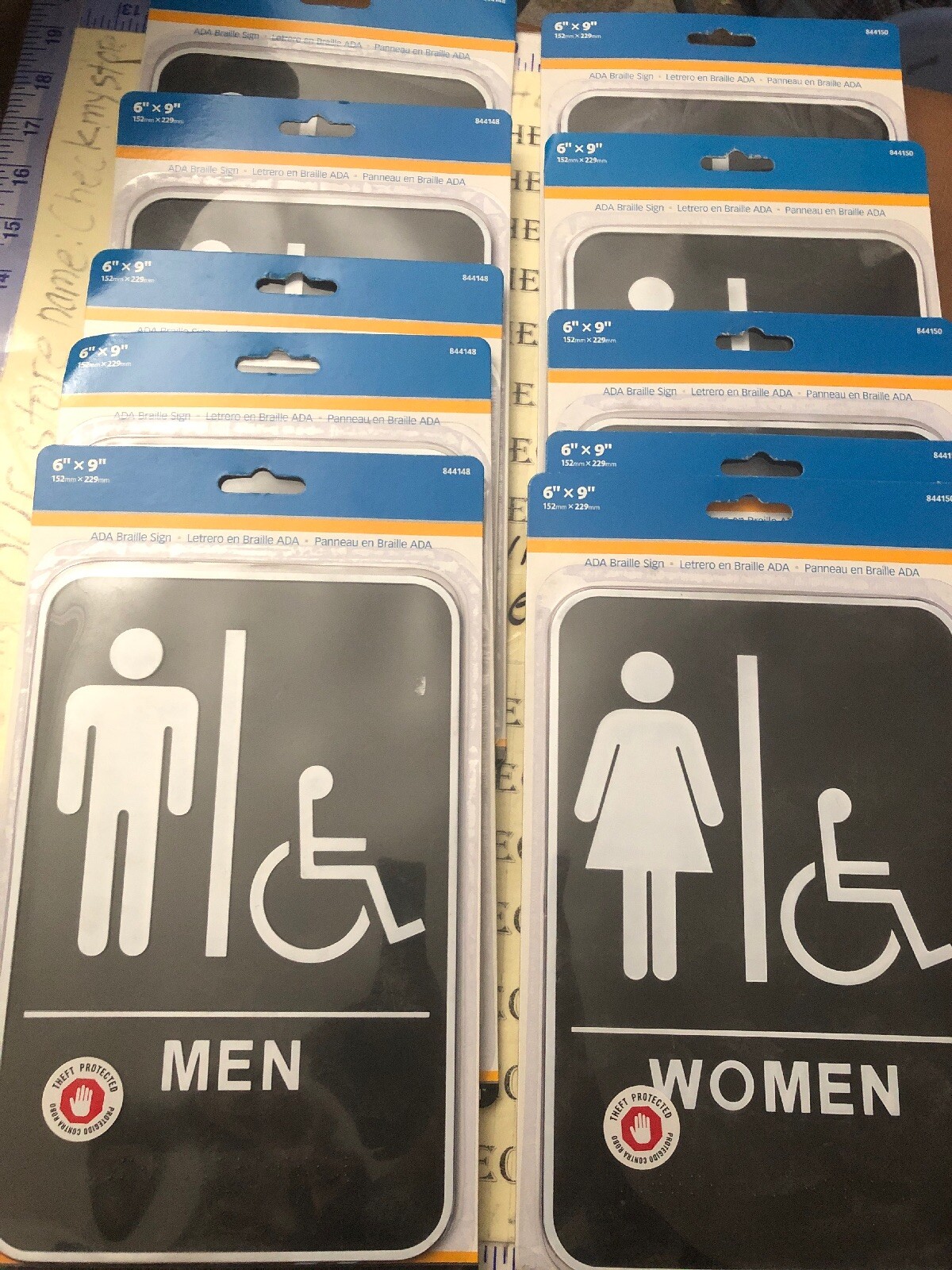 Hillman 844150 844148 5X Women 5X MEN Accessible ADA Braille Self Adhesive Sign