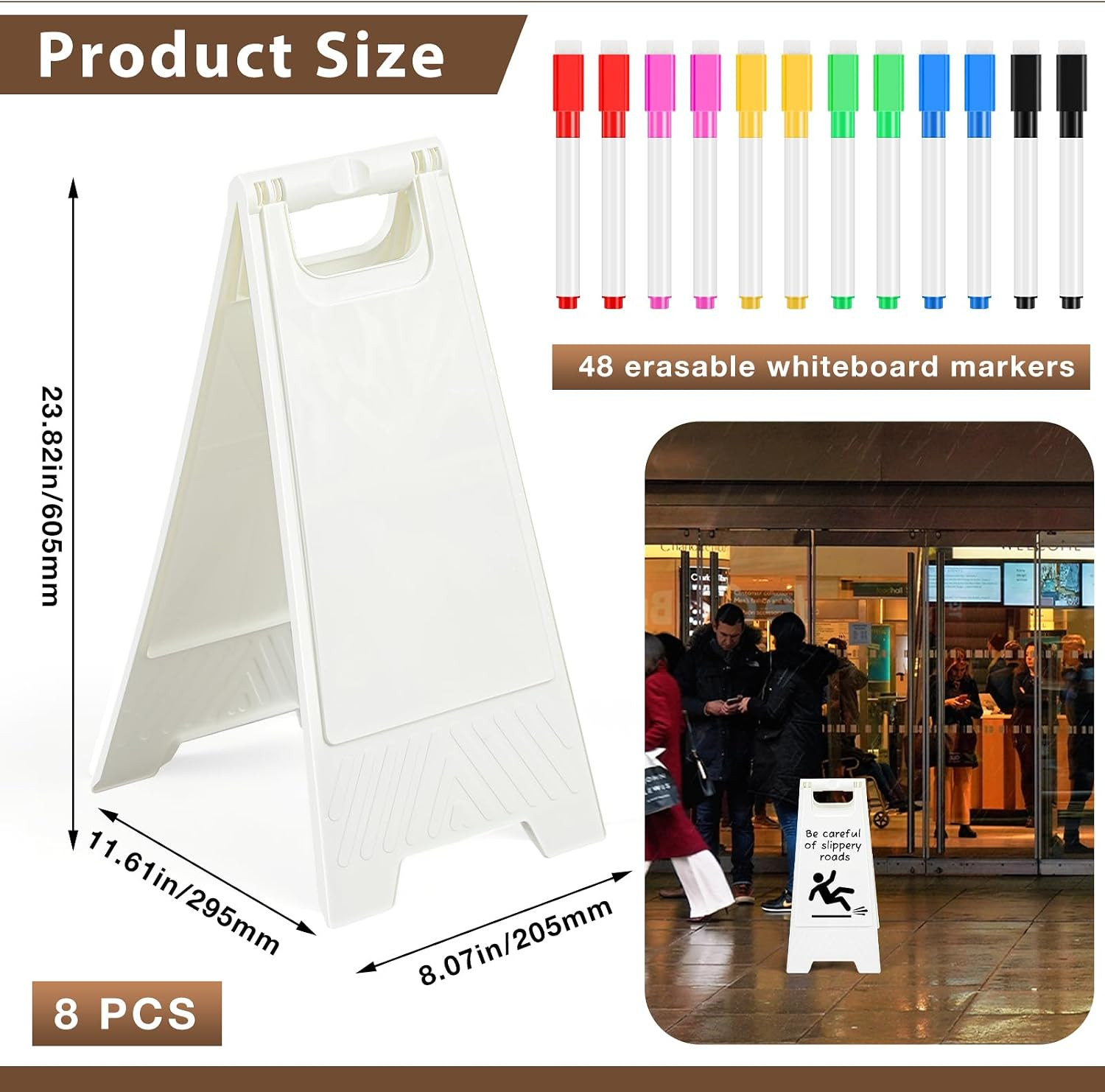 8 Pack A Frame Sandwich Board Sign 24×12 Double Sided Dry Erase Sidewalk Easel