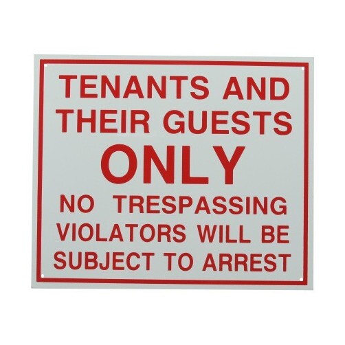 10&Prime; X 12&Prime; « Tenants And Their Guests » Metal Sign