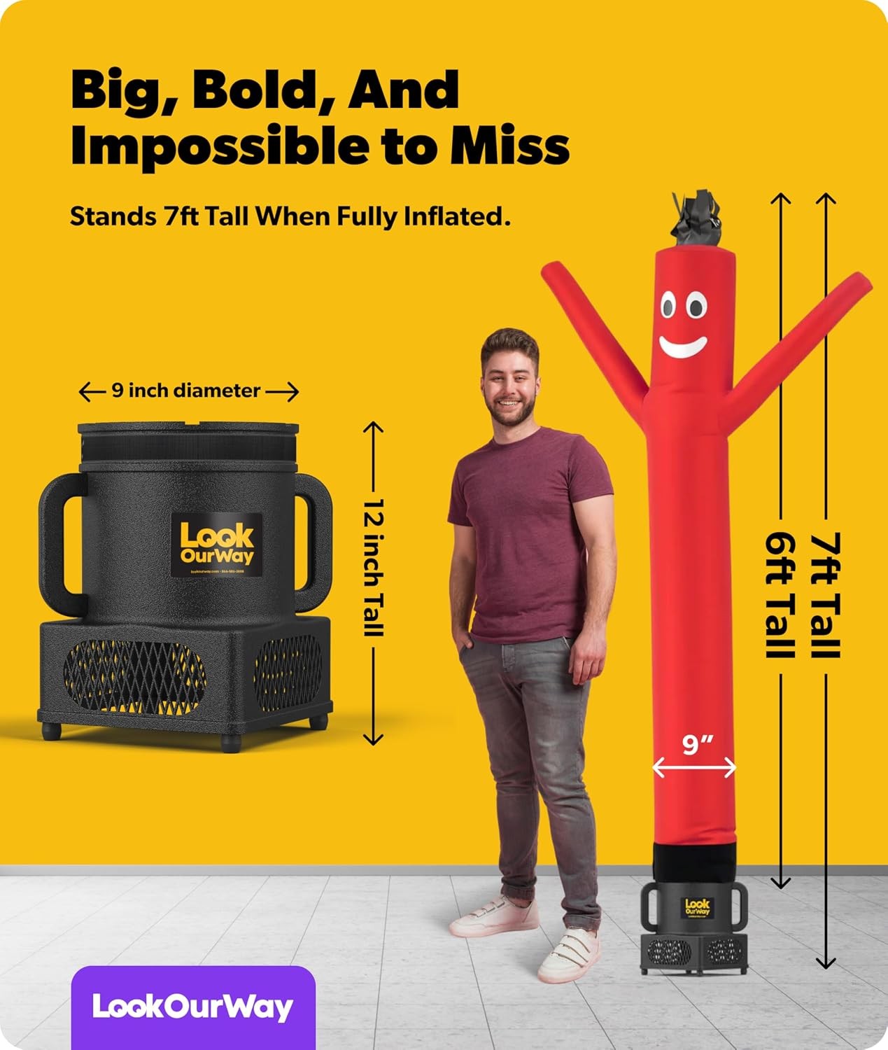 7ft Inflatable Dancing Tube Man with Blower Red