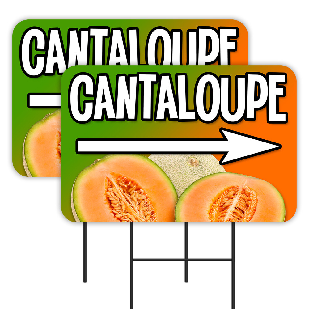 Cantaloupe 2 Pack Double-Sided Yard Signs 16&Prime; x 24&Prime; with Metal Stakes (Made in T