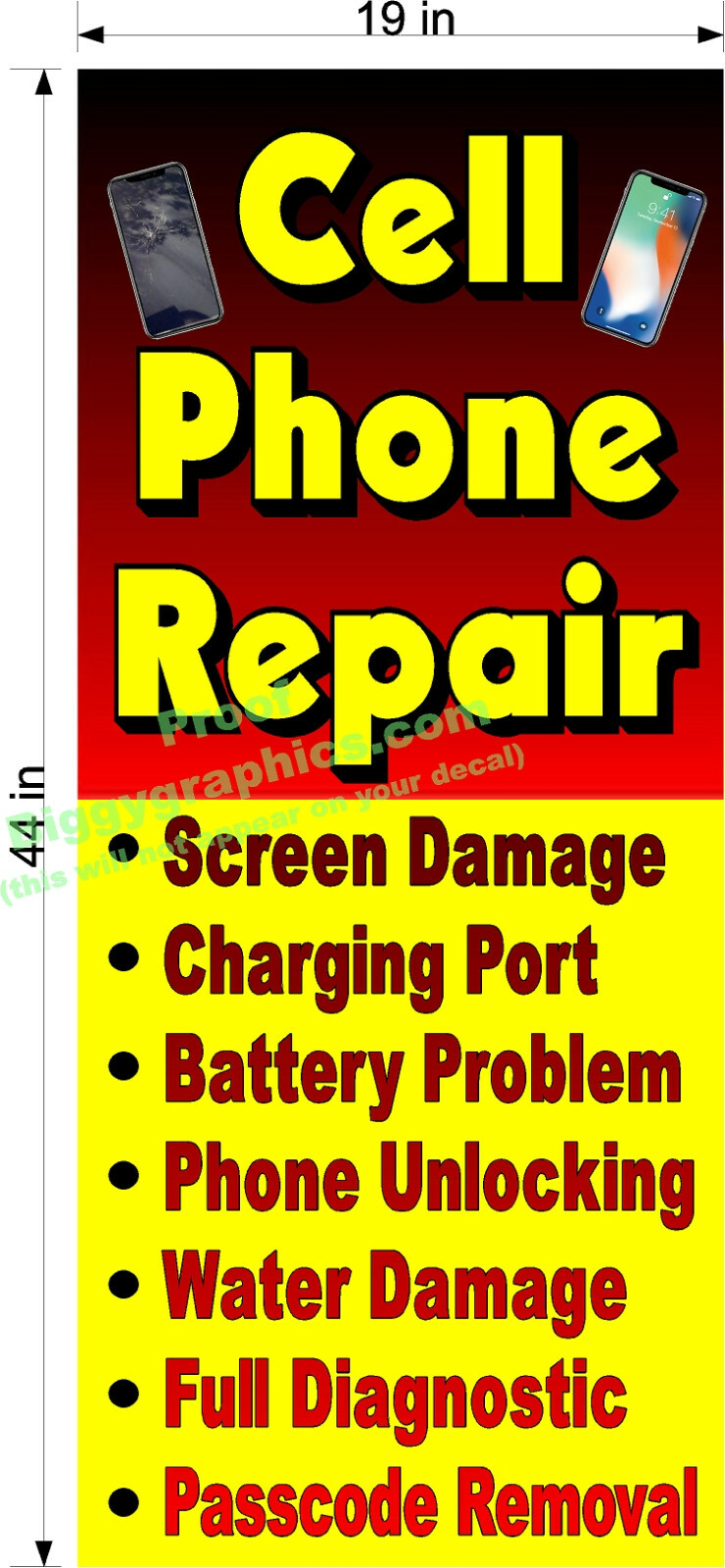NEW! PERFORATED WINDOW VINYL DECAL 19&Prime; X 44&Prime; CELL PHONE REPAIRS