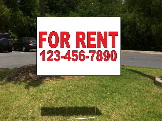 For Rent Phone Custom Red Custom Corrugated Plastic Yard Sign /Free Stakes