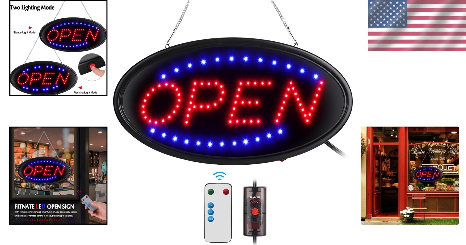 Remote-Controlled Electric Open Sign – Ultra Bright LED for Bar, Cafe, Hotel