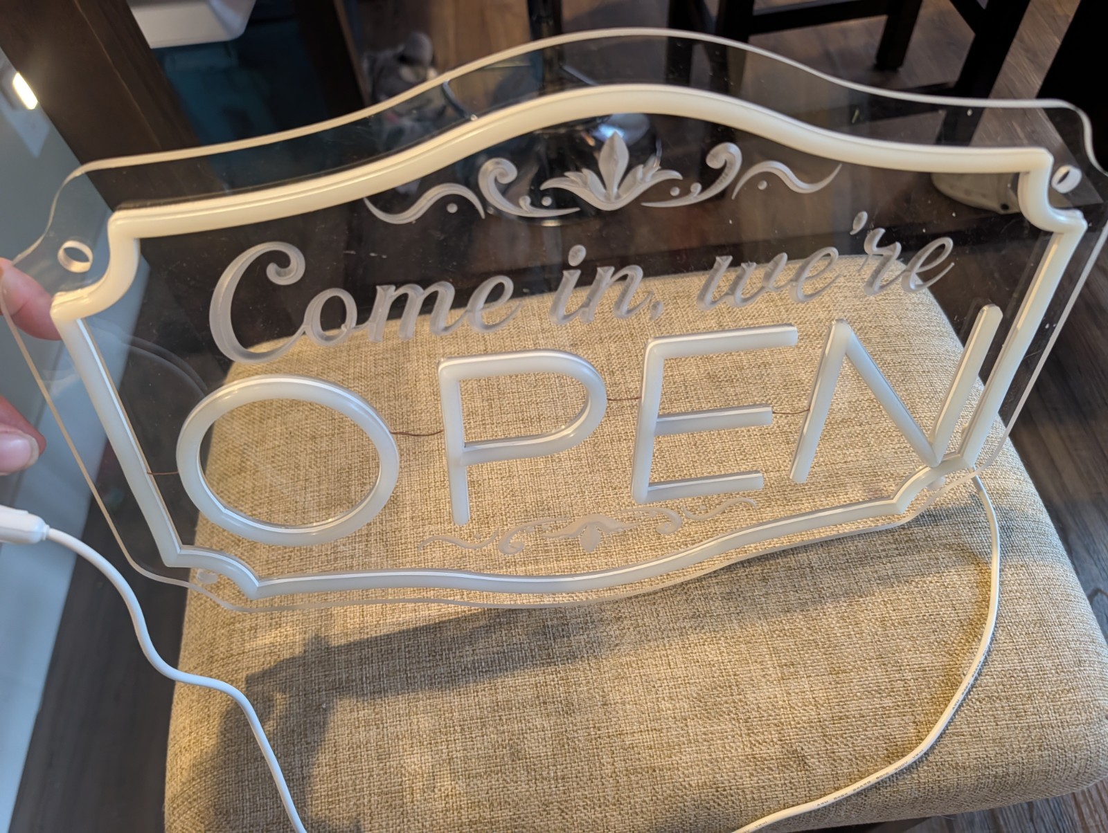 Medium 16.25&Prime; X 11&Prime; Neon Open Sign LED – Dimmable Brightness for Business & Cafe