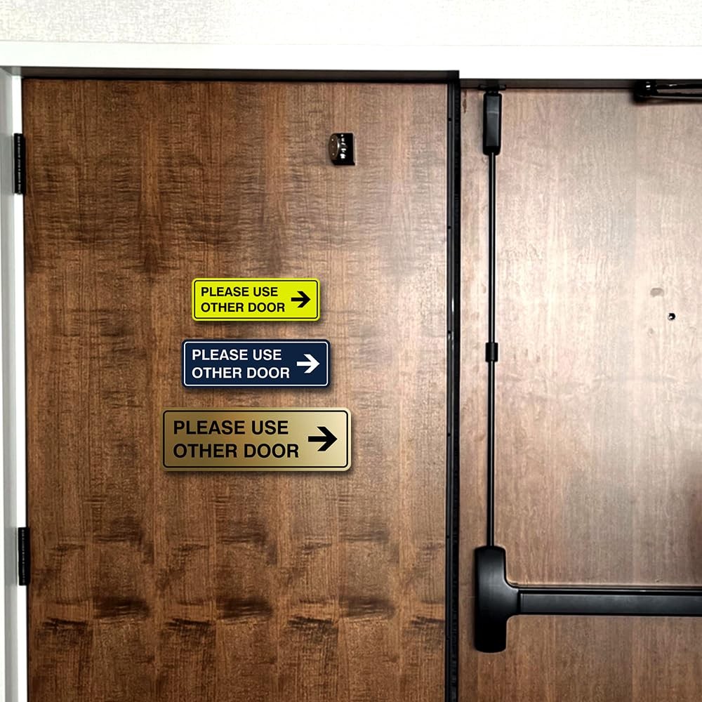 Standard Please Use Other Door Right Arrow Sign Red – Small 2 Pack