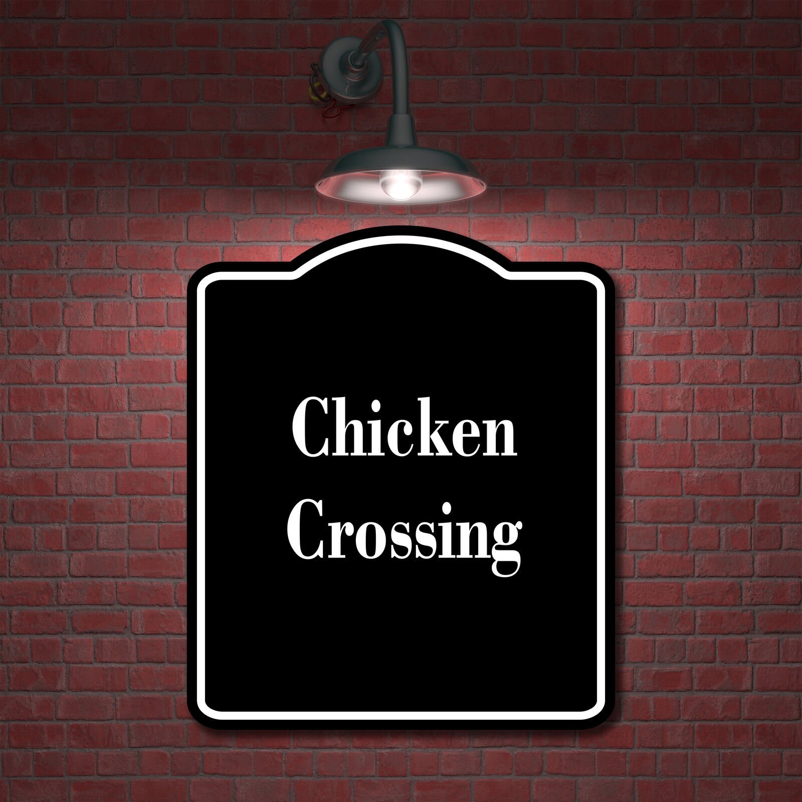 Chicken Crossing BLACK Aluminum Composite Sign