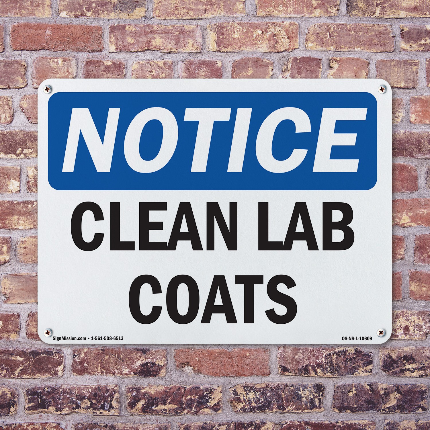 Clean Lab Coats OSHA Notice Sign Metal, Plastic, Or Decal – 5 or 10 Pack