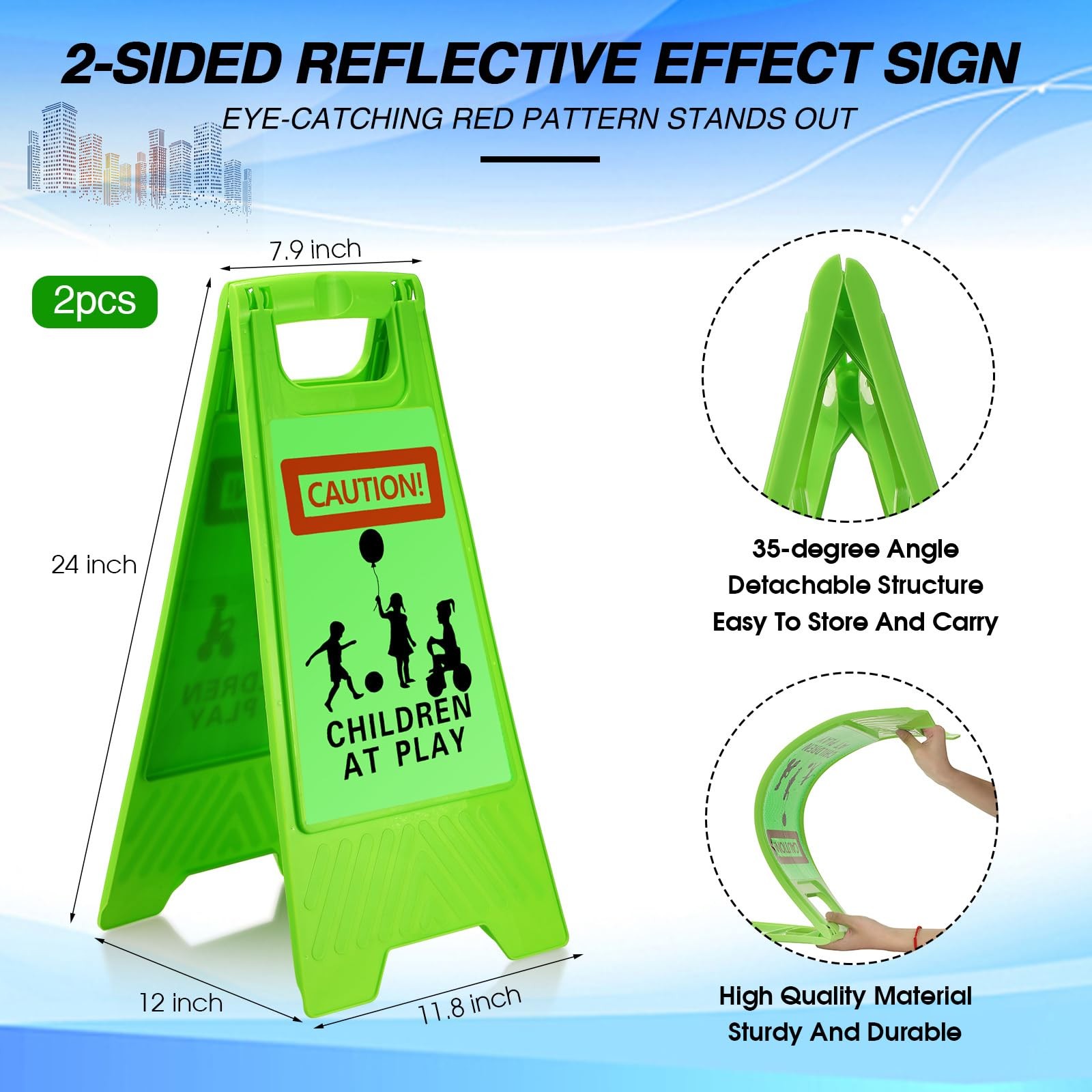 2 Pieces Reflective Kids Playing Sign for Street Slow Down Kids at Play Sign …