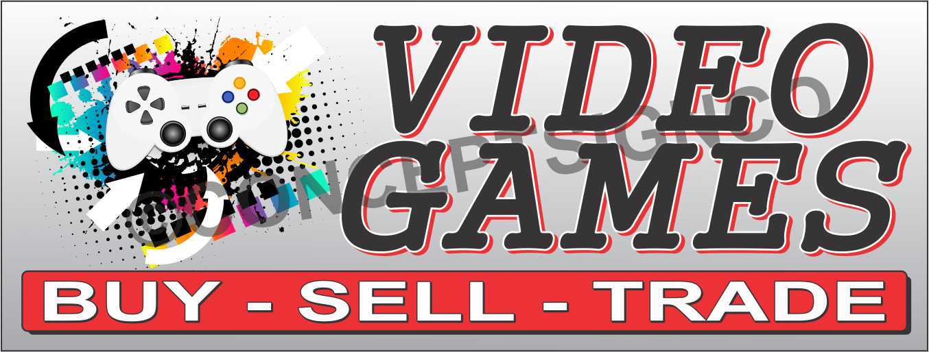 1.5&rsquo;X4&prime; VIDEO GAMES BANNER Sign Buy Sell Trade Console Systems Pawn Xbox NES N64