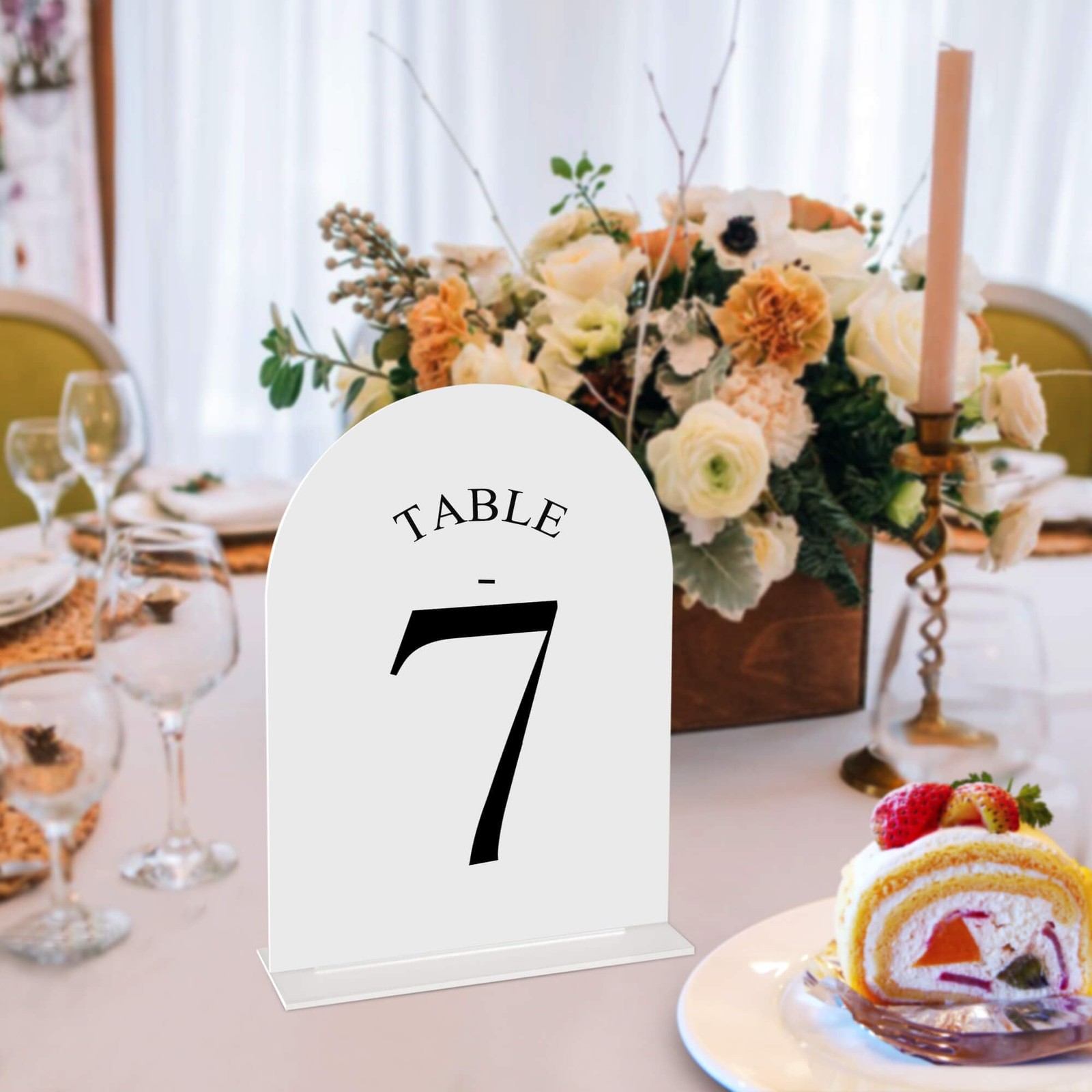 Arch Wedding Table Numbers 110 With Stands 5×7 Inch White Acrylic Black